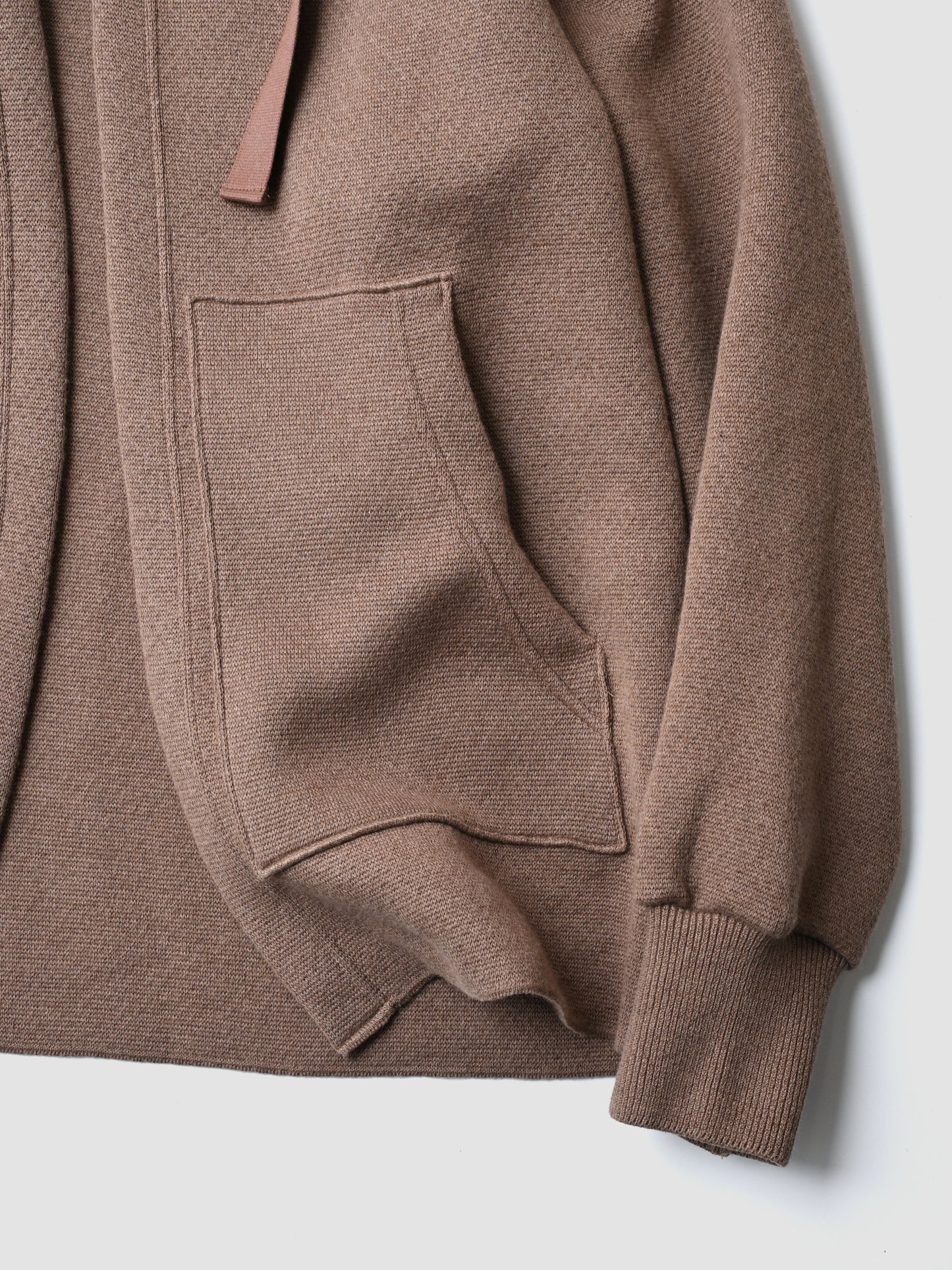 POSTELEGANT / Cotton Cashmere Knit Hoodie -BROWN