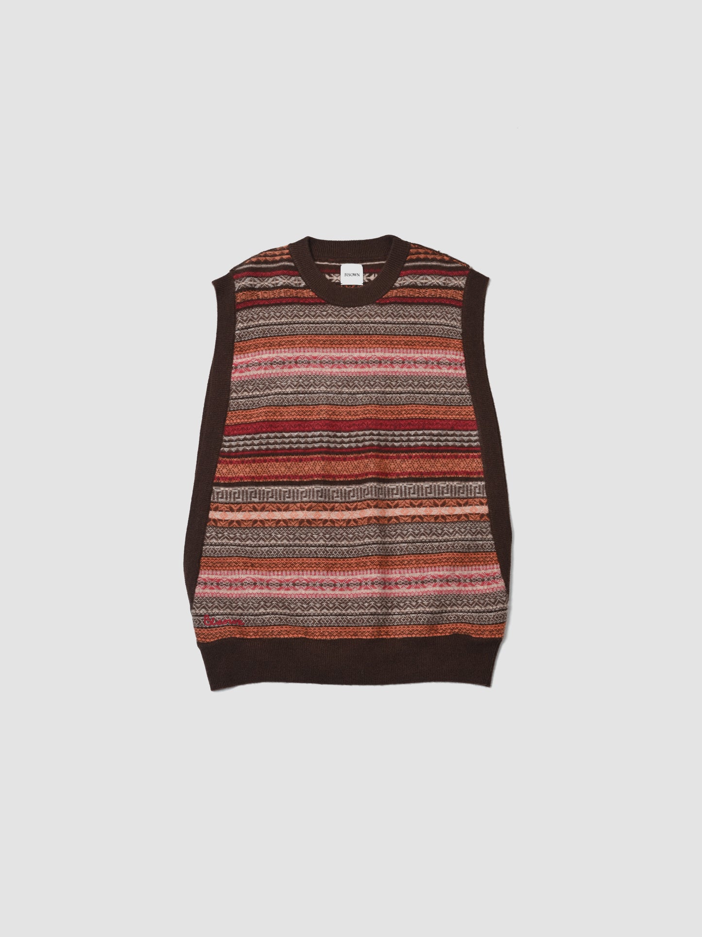 BISOWN / CASHMERE FAIRISLE MIDDLEVEST -BROWN MIX