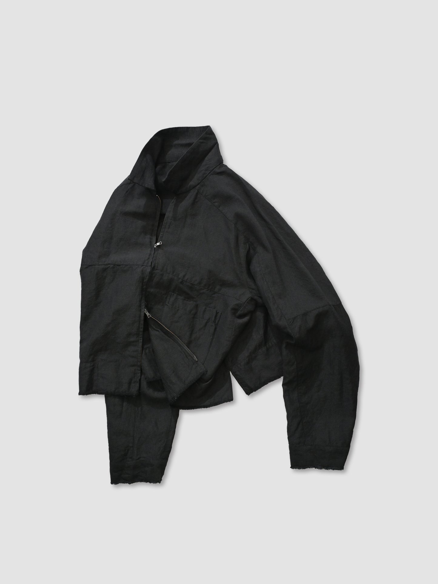 ANCELLM / W/L SHORT ZIPUP SHIRT -BLACK