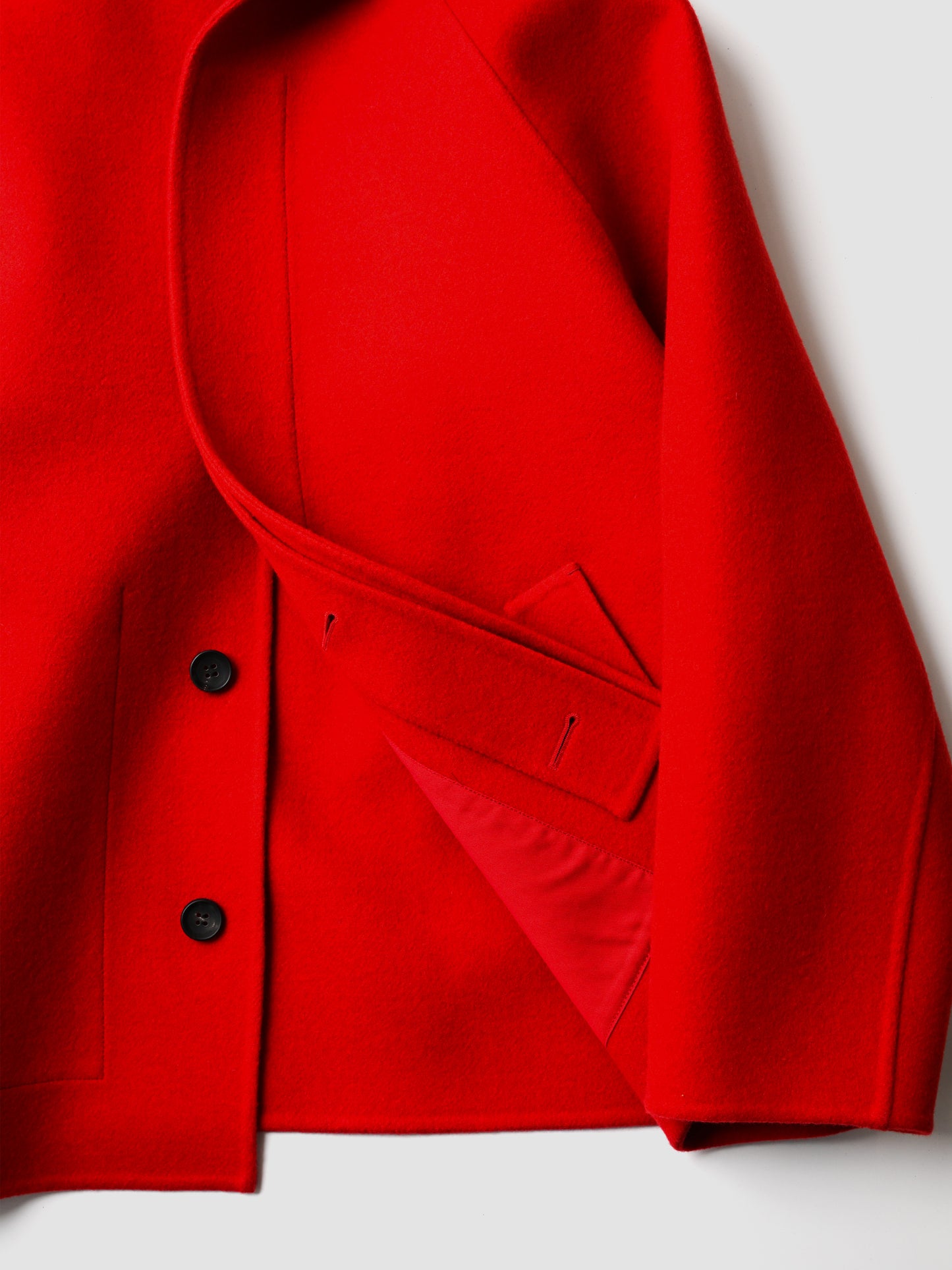 POSTELEGANT / Wool Rever Raglan Short Coat -RED