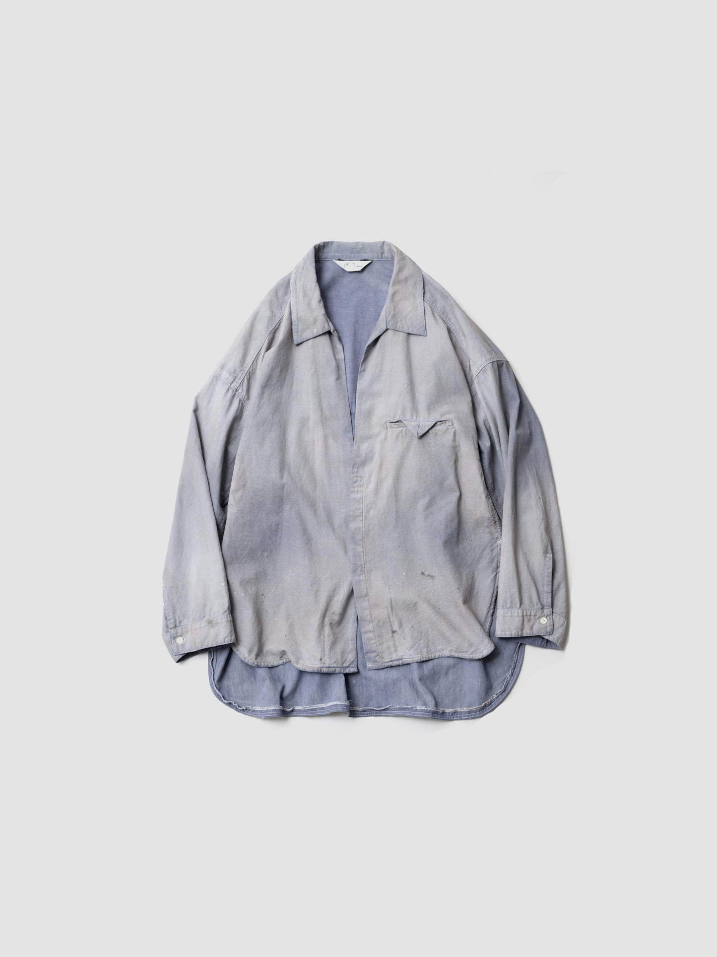 ANCELLM / AGING CHAMBRAY LONG SHIRT -DUSKY PURPLE