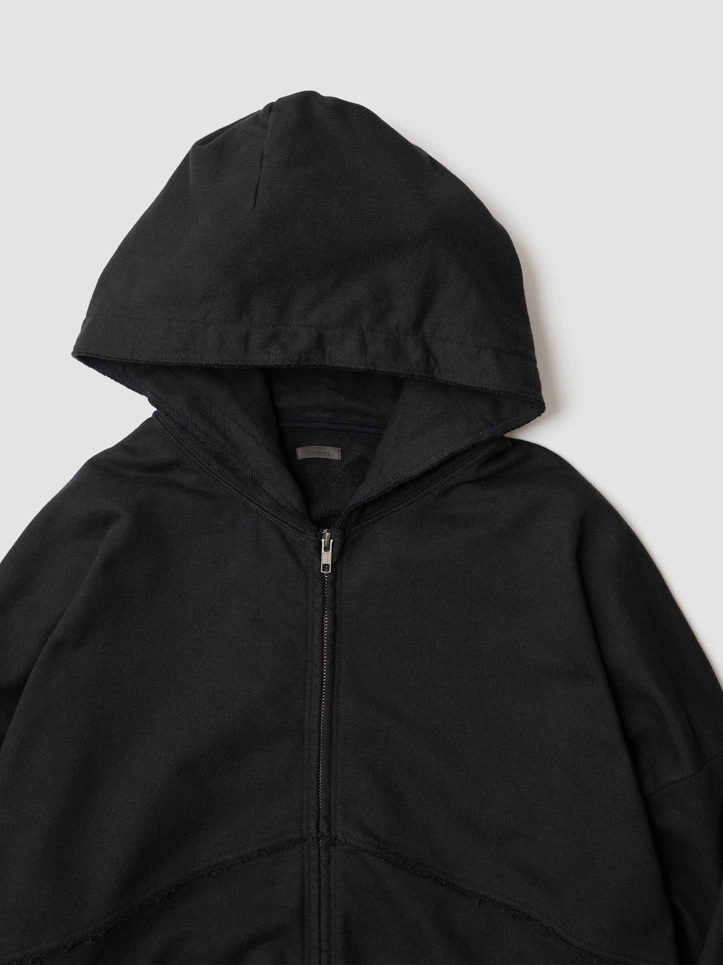 Antwort / CUT OFF ZIP HOODIE -WASHED BLACK