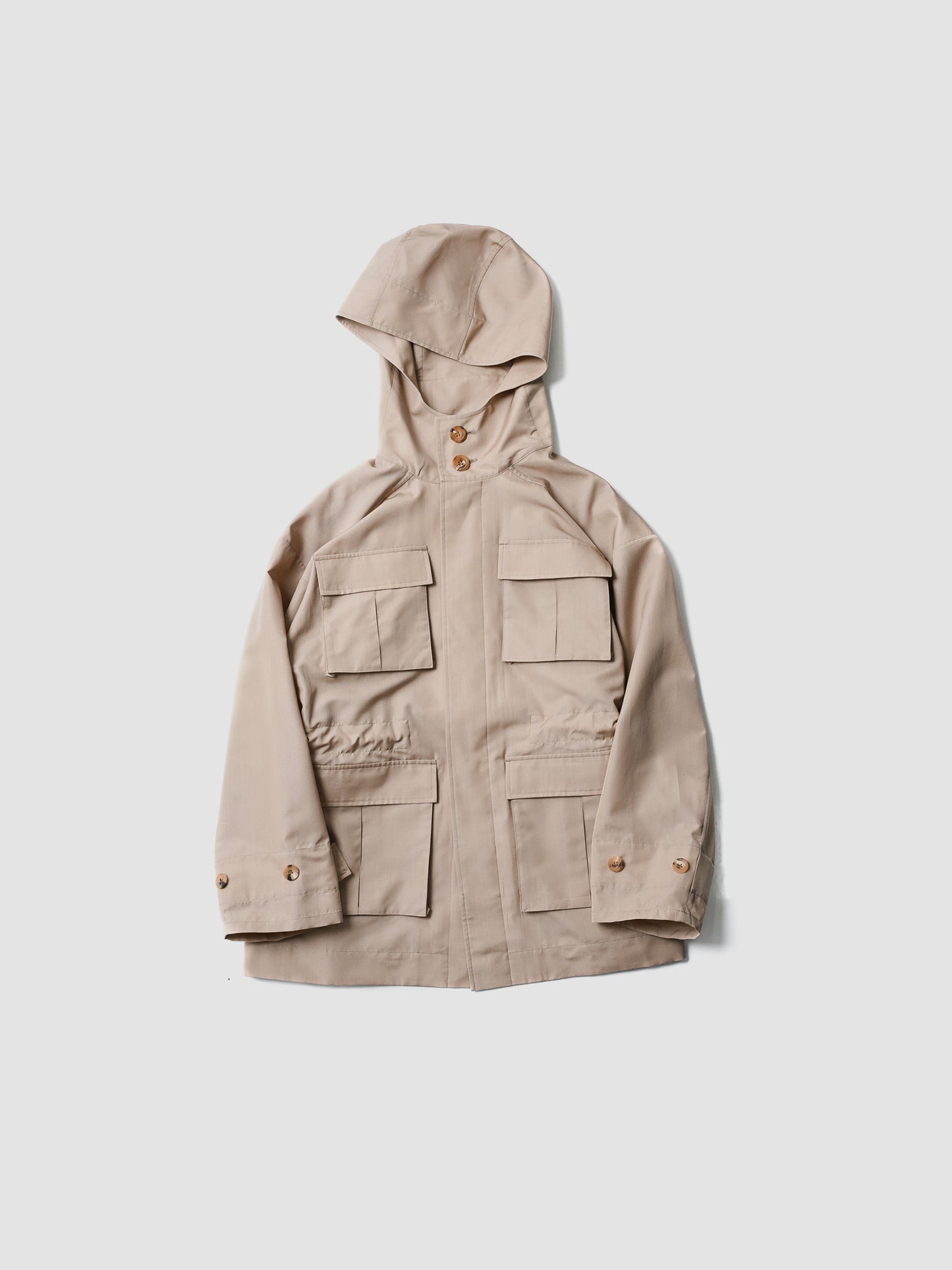 POSTELEGANT / Wool Silk Utility Coat -BEIGE