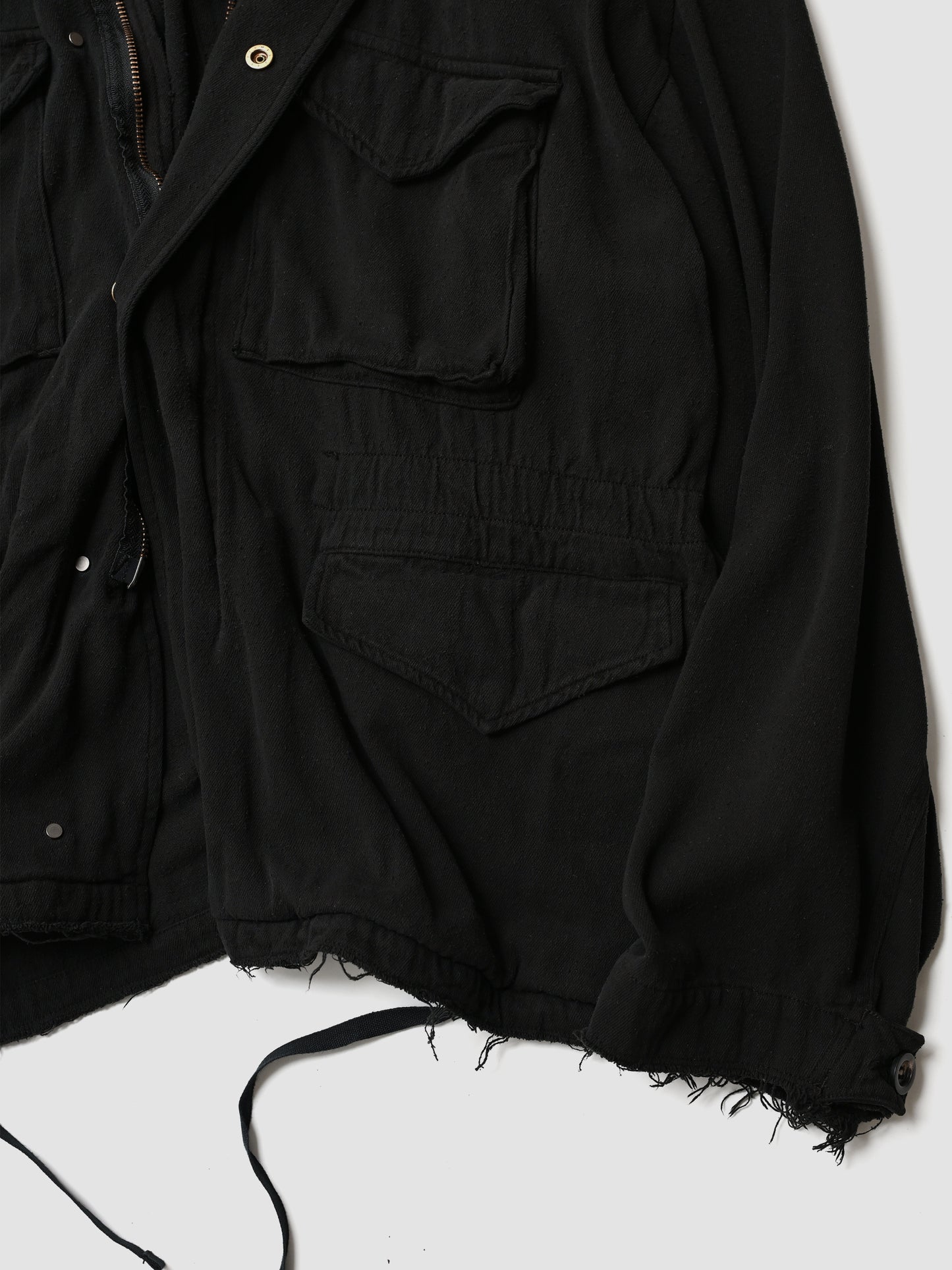 ANCELLM / SILK SUEDE FIELD JACKET -BLACK