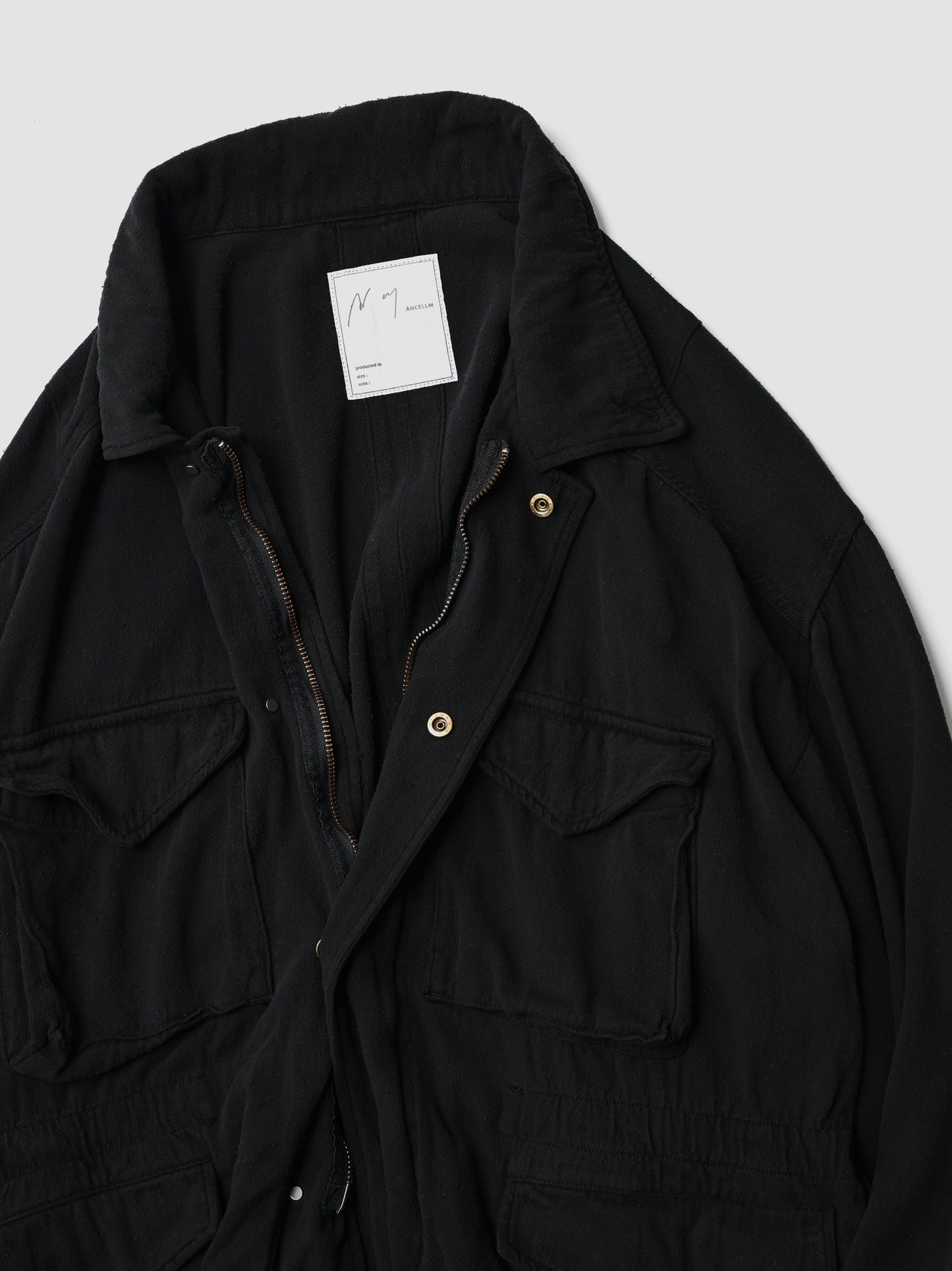 ANCELLM / SILK SUEDE FIELD JACKET -BLACK