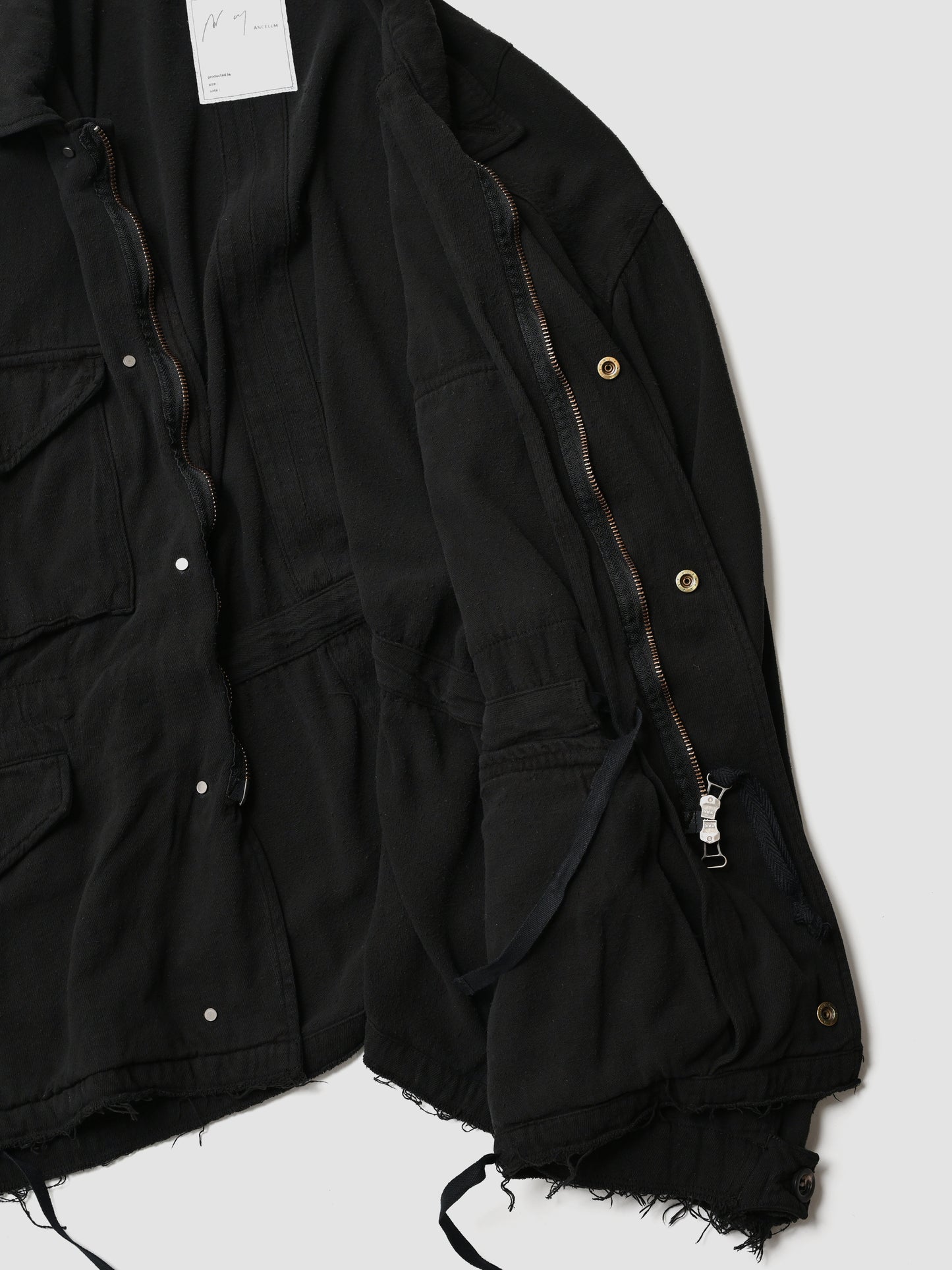 ANCELLM / SILK SUEDE FIELD JACKET -BLACK