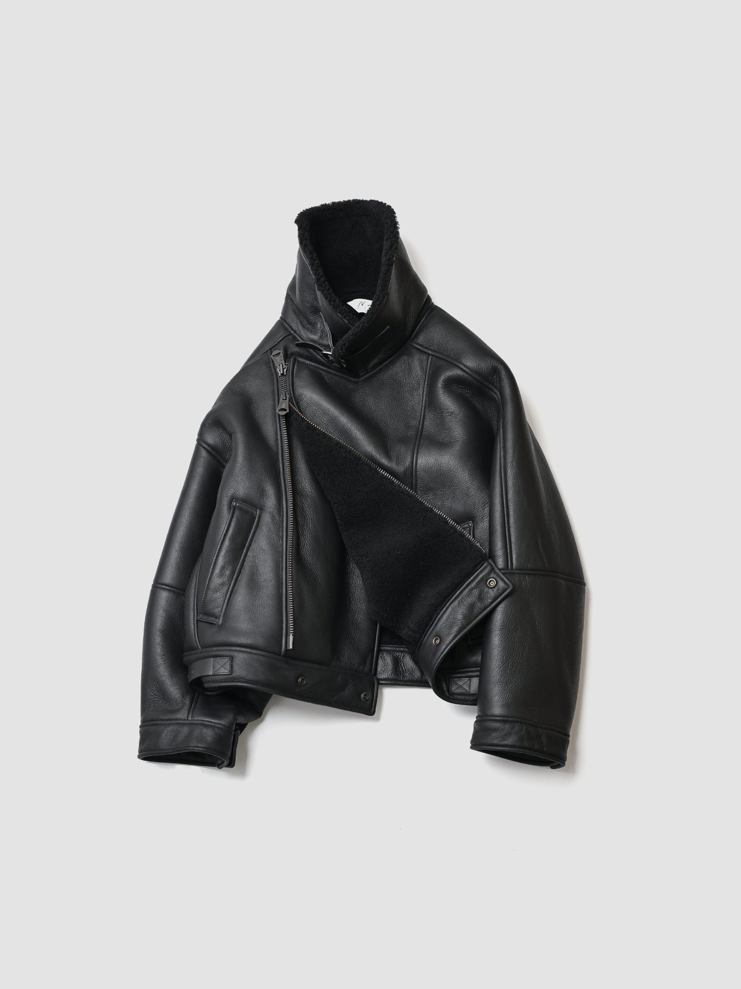 ANCELLM / MOUTON DOUBLE JACKET -BLACK×BLACK