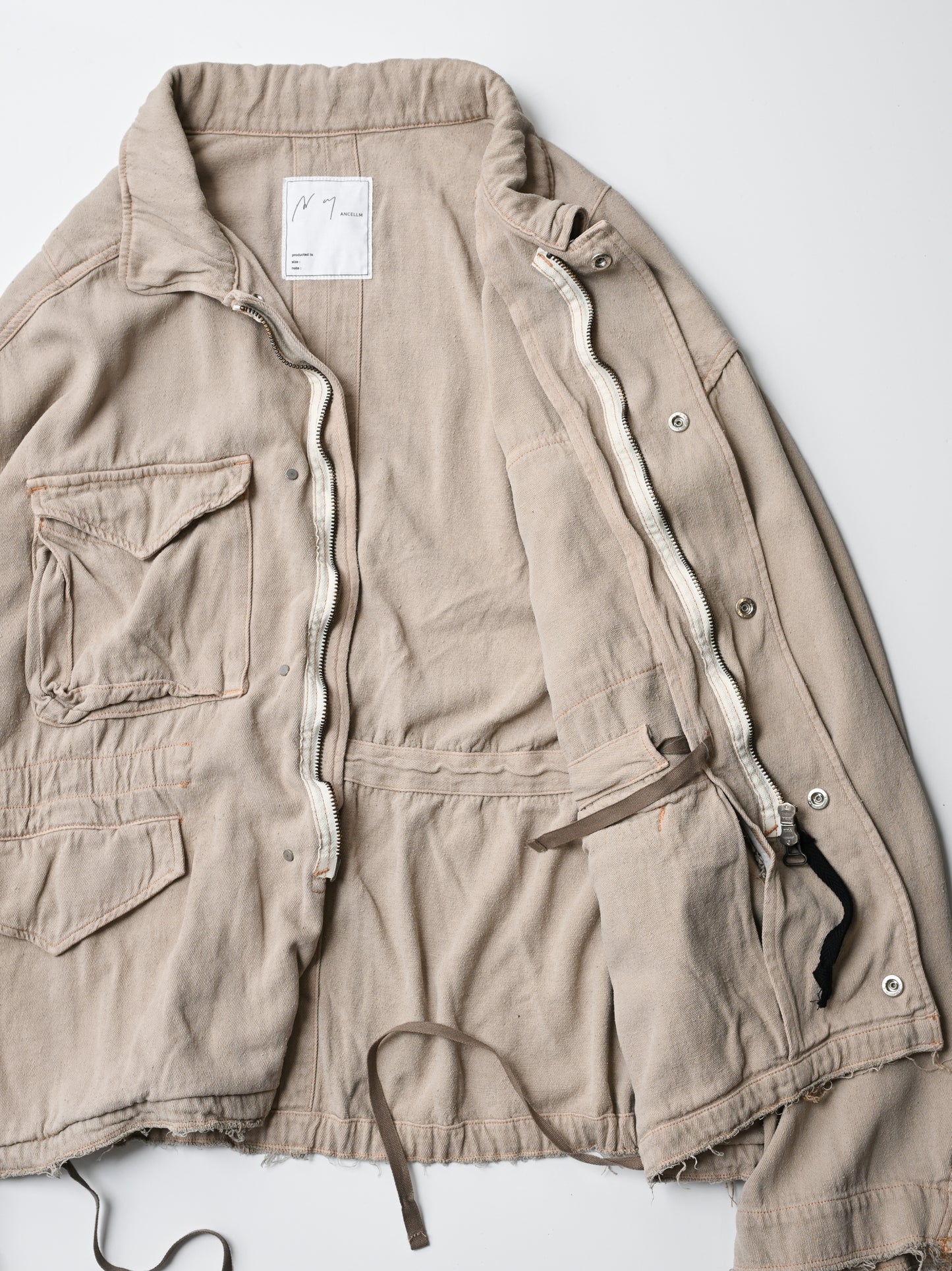 ANCELLM / SILK SUEDE FIELD JACKET -SAND