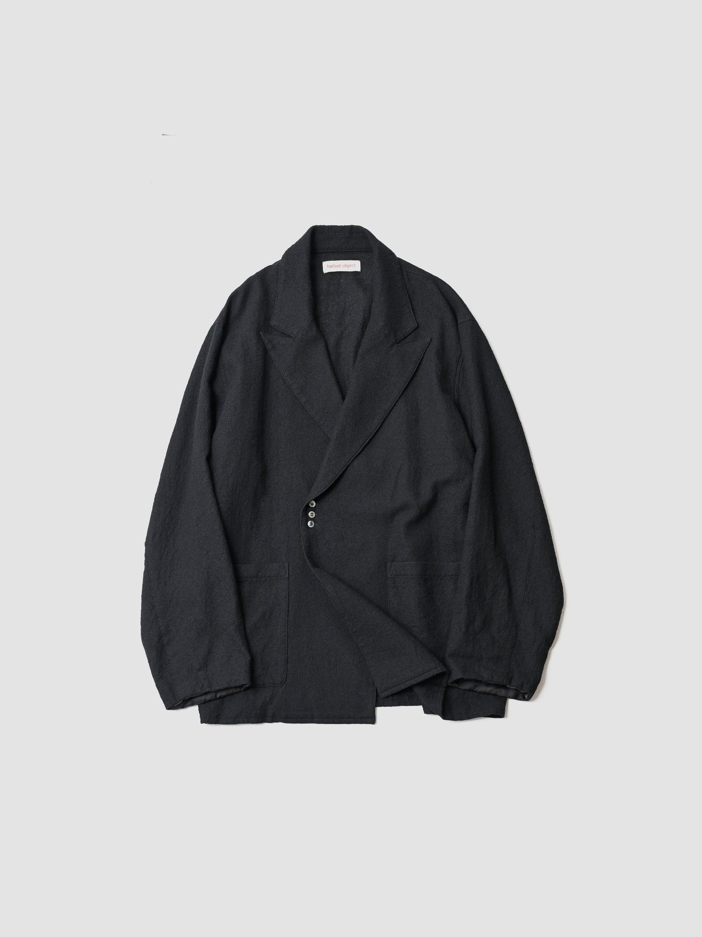 barbell object / wool coat -BLACK