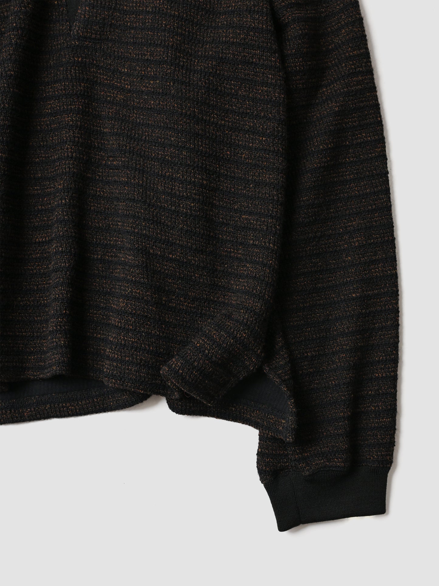 ANCELLM / WOOL BORDER SKIPPER SHIRT -BLACK