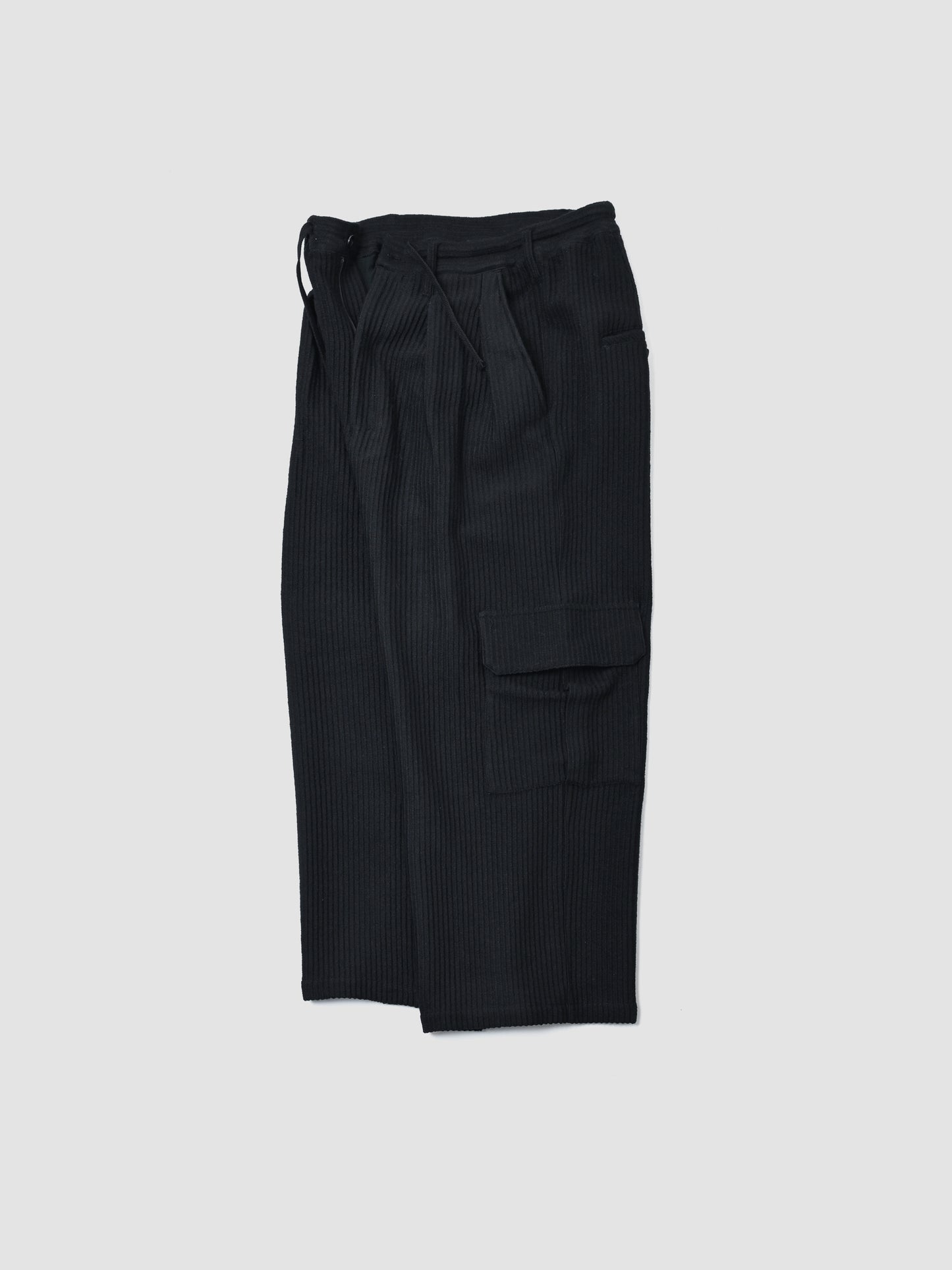 ANCELLM / WOOL CORDUROY CARGO SLACKS -BLACK
