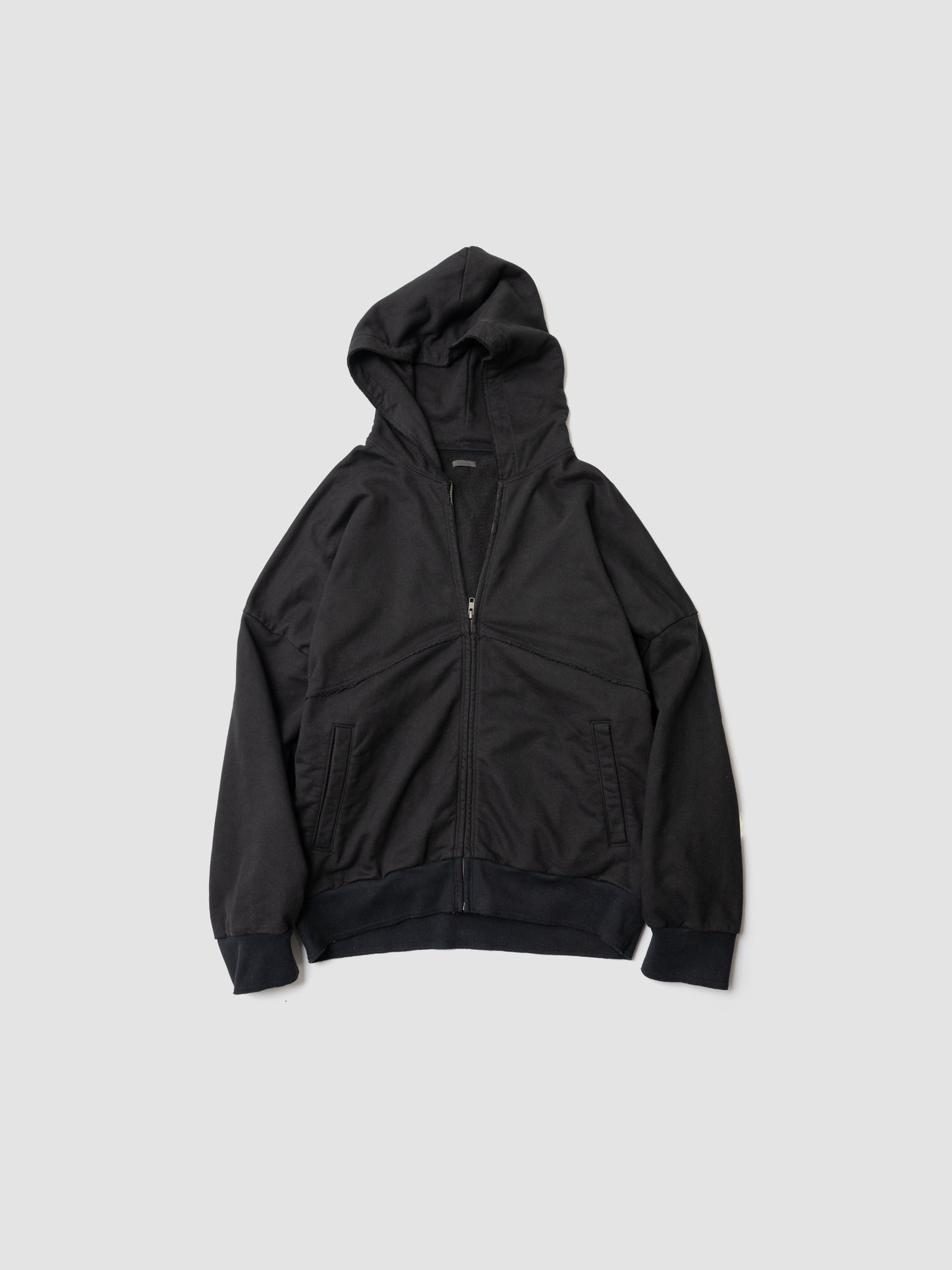 Antwort / CUT OFF ZIP HOODIE -WASHED BLACK
