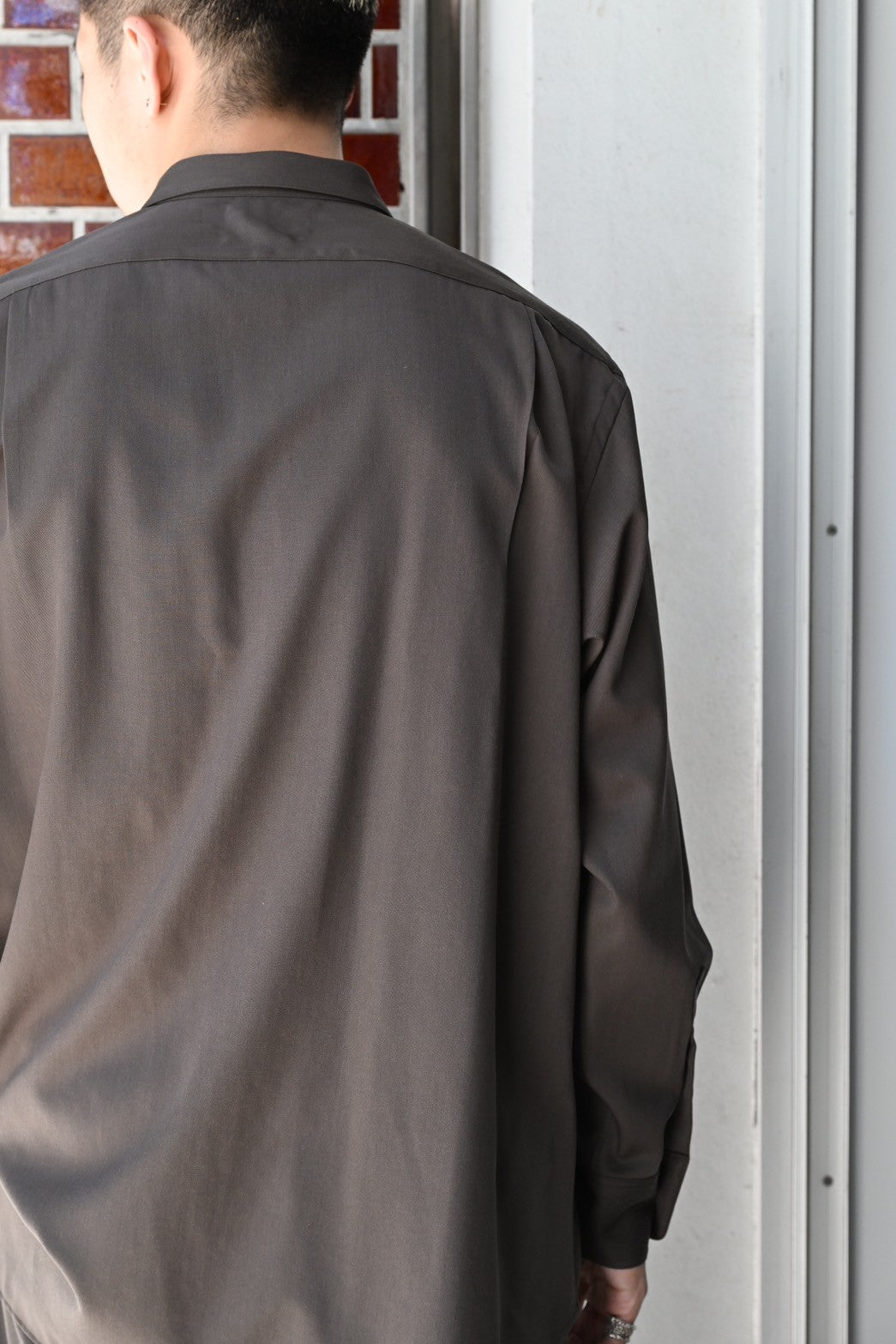 BISOWN / S120 WOOL GABA REGUAR SHIRTS - KHAKI BROWN