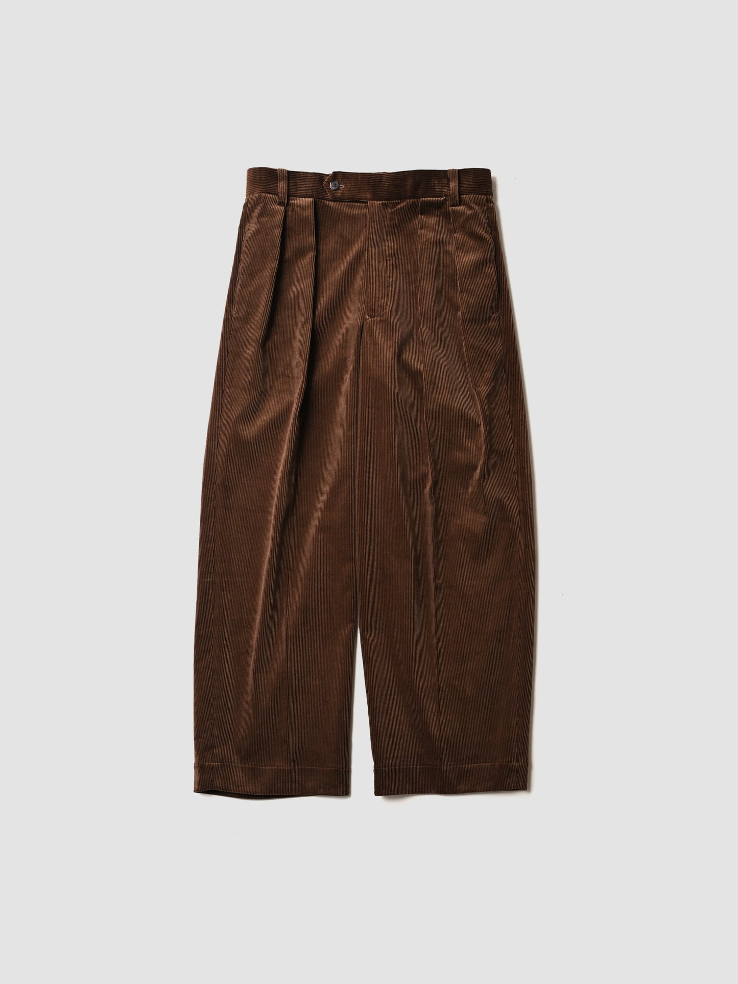 BISOWN / CORDUROY 2TUCK WIDE TROUSERS - BROWN