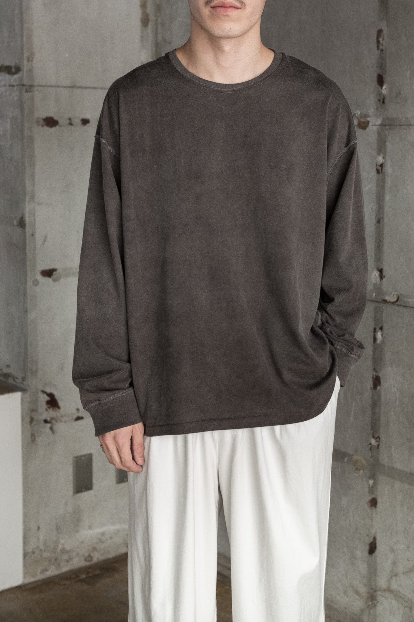 ANCELLM / UNEVENNESS LS T-SHIRT -BLACK