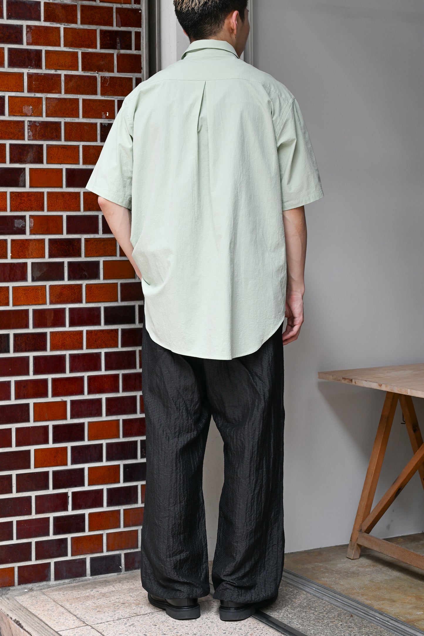 WHOWHAT / ORIGAMI POCKET SHIRT<SHORT SLEEVE> -ICE GREEN