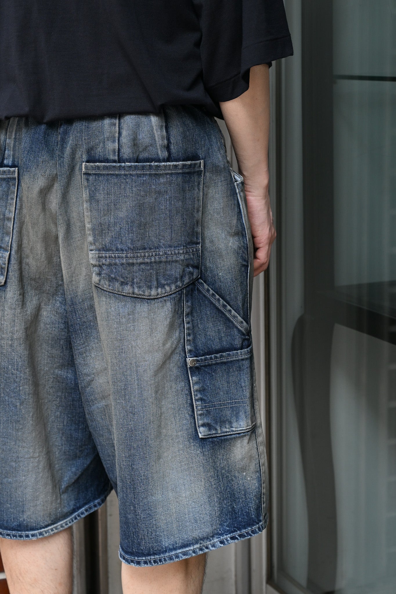 ANCELLM / DENIM PAINTER SHORTS -INDIGO