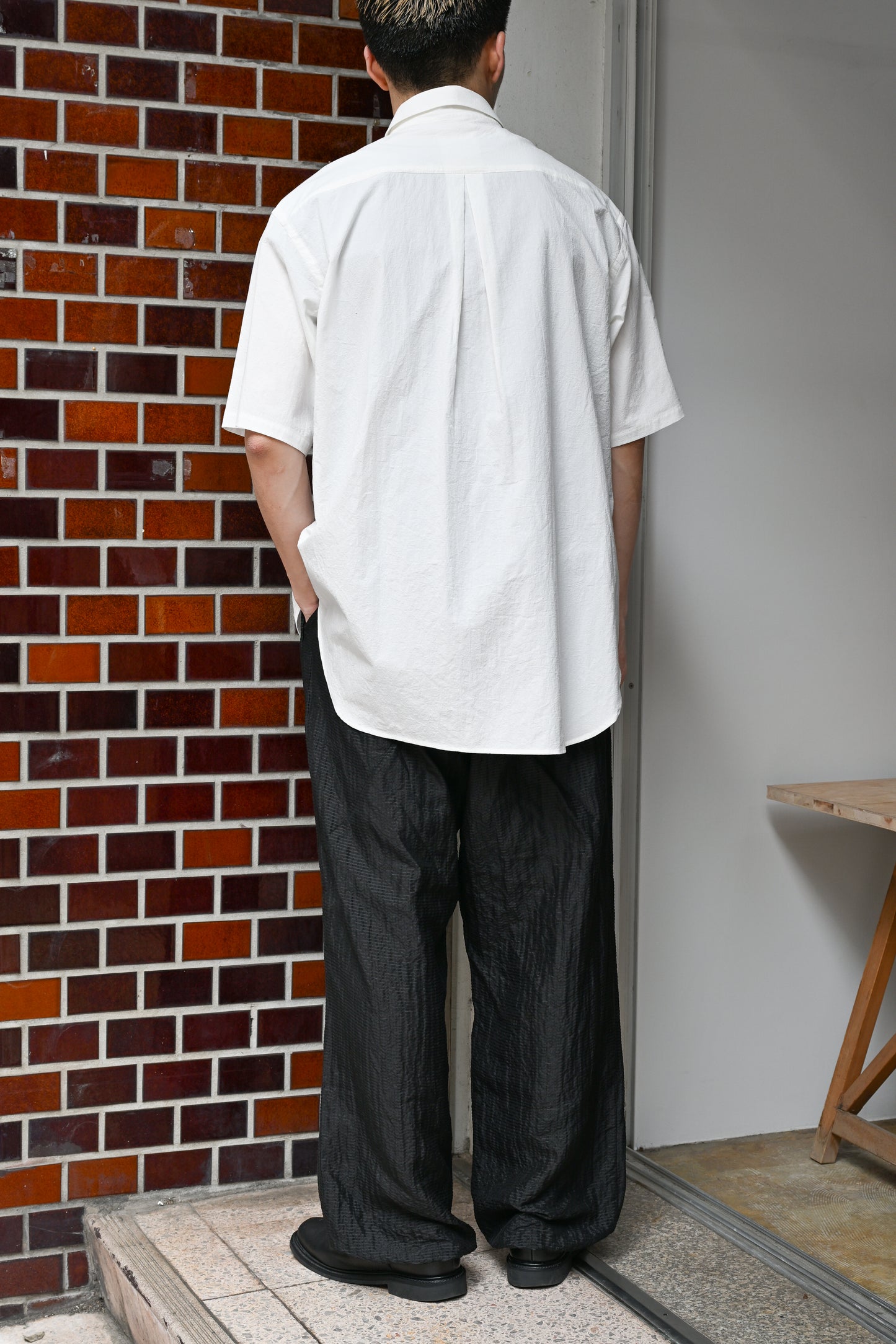 WHOWHAT / ORIGAMI POCKET SHIRT<SHORT SLEEVE> -WHITE
