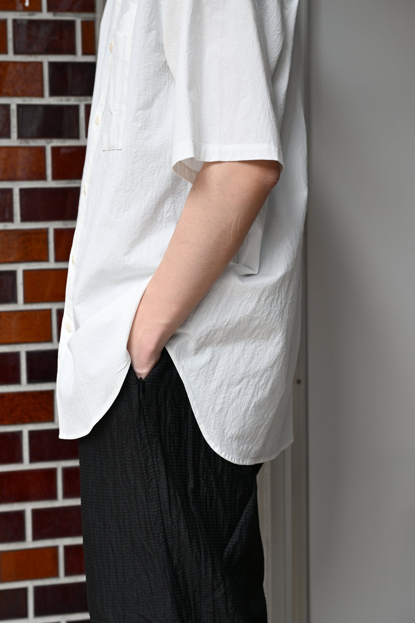 WHOWHAT / ORIGAMI POCKET SHIRT<SHORT SLEEVE> -WHITE