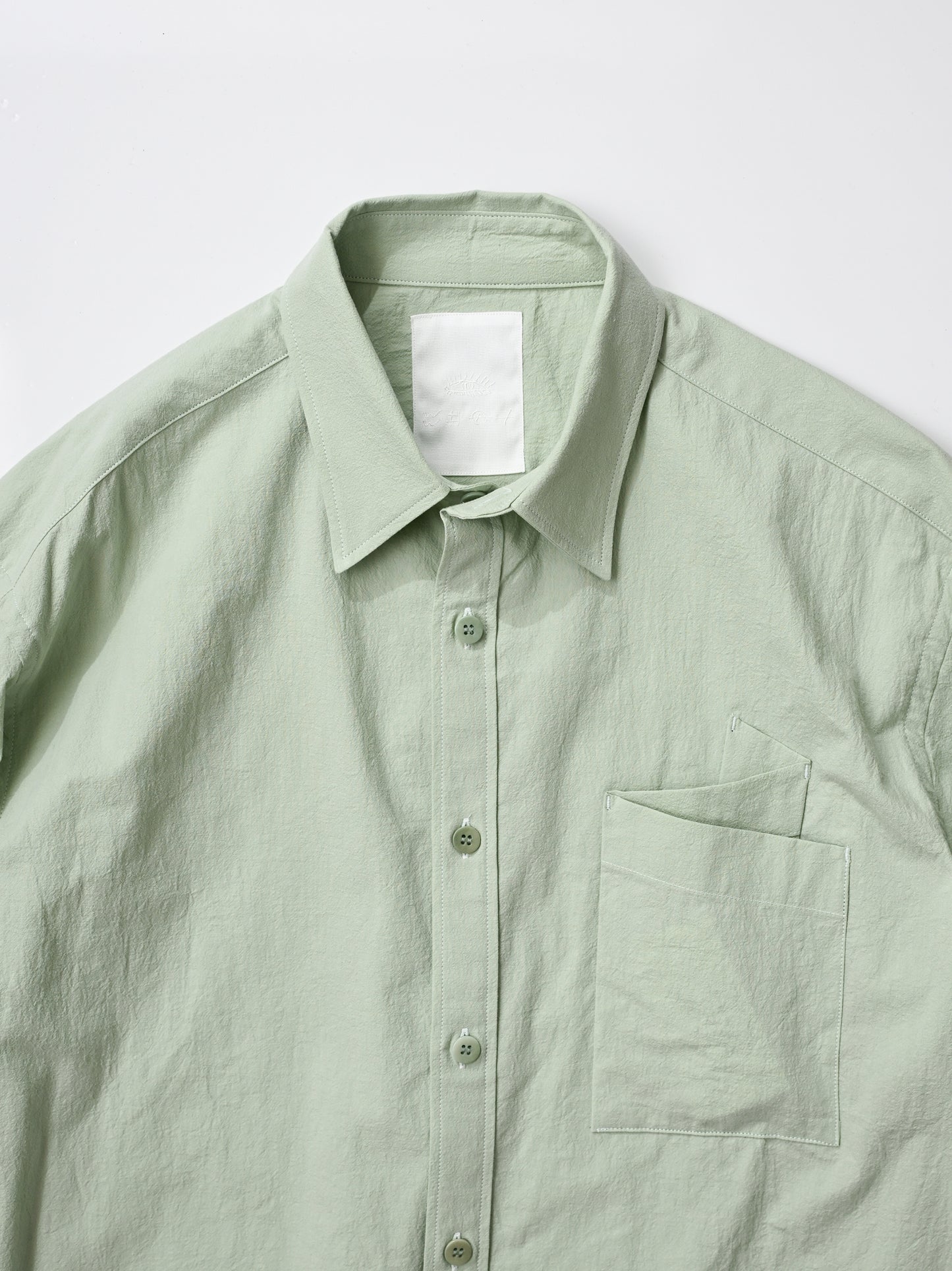 WHOWHAT / ORIGAMI POCKET SHIRT<SHORT SLEEVE> -ICE GREEN