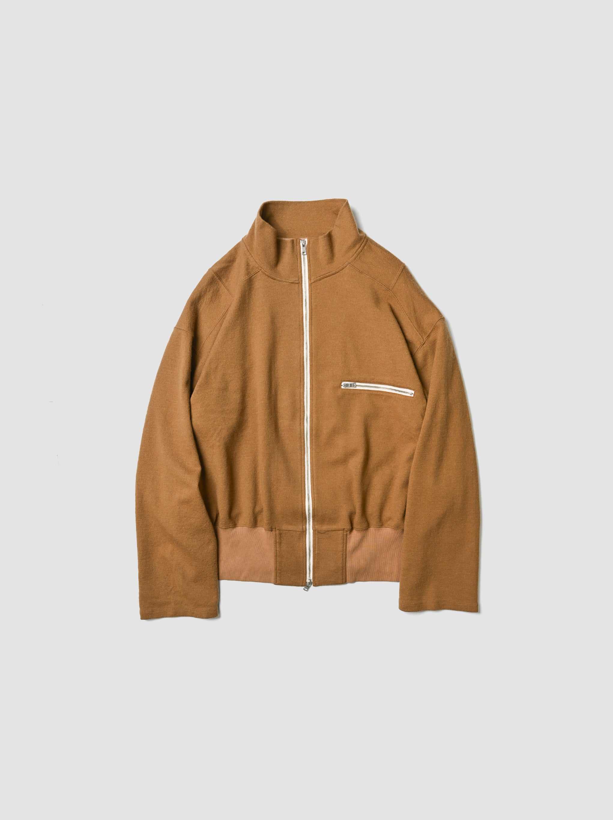 ANCELLM / SHRINK WOOL ZIP UP STAND BLOUSON -BEIGE