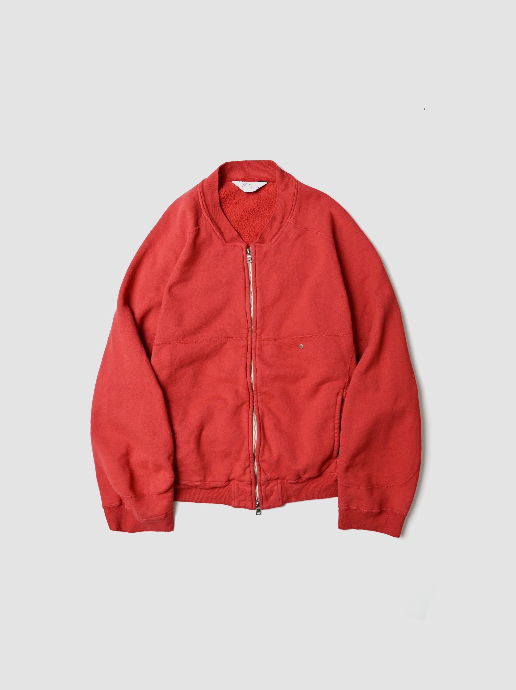 ANCELLM / FLEECE-LINED SWEAT VERSITY SHIRT -RED