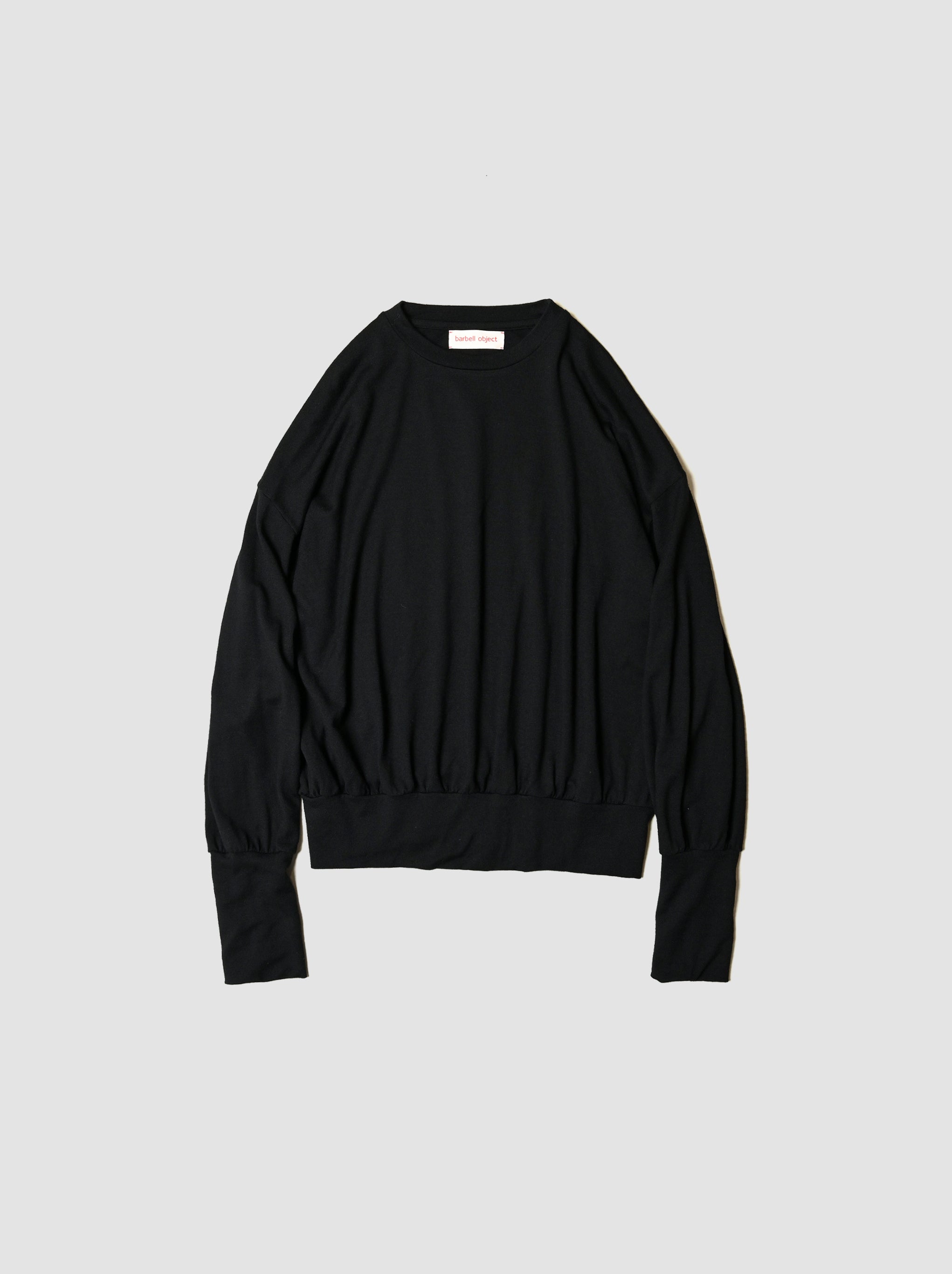 barbell object swool l/s top ニット カットソー barbell object / wool bo top / free -BLACK
