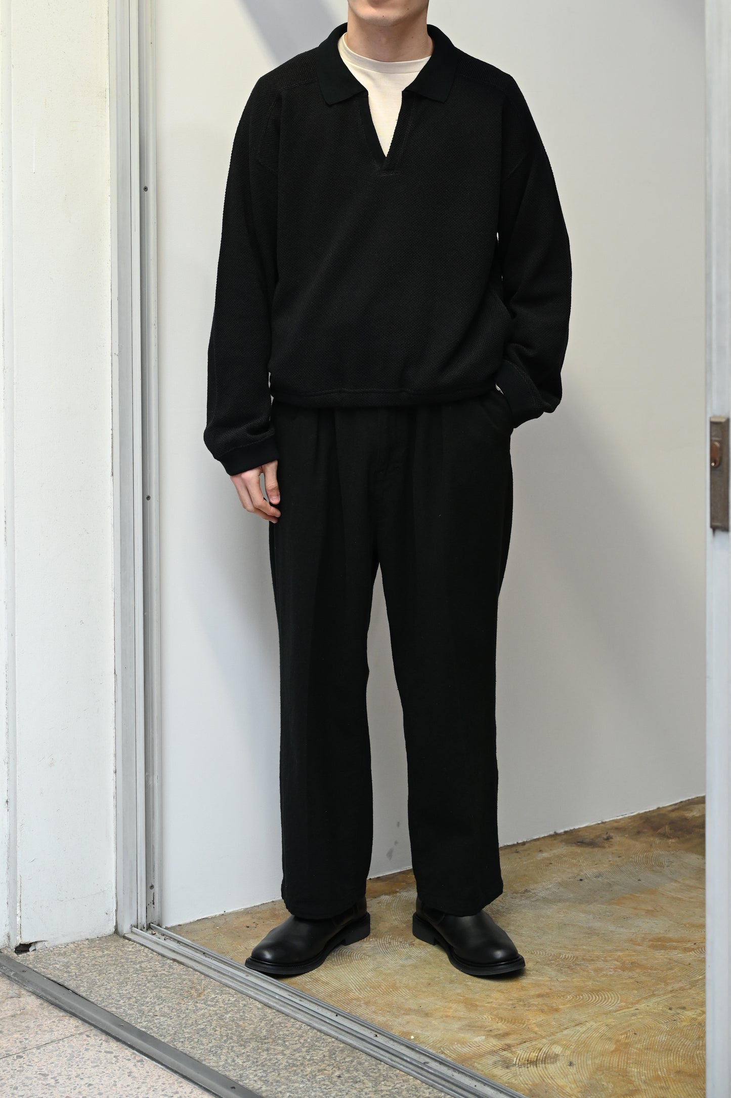 ANCELLM / S/C SKIPPER PULLOVER -BLACK