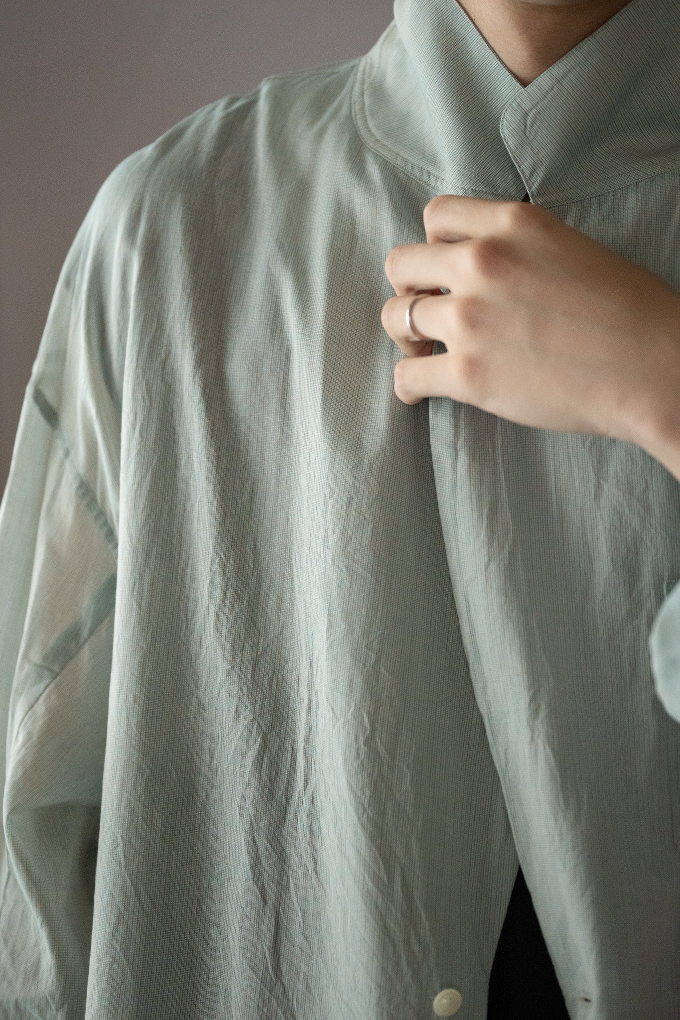 ANSNAM / big pyjacket (Cotton/Polyester) -BLUE×BROWN