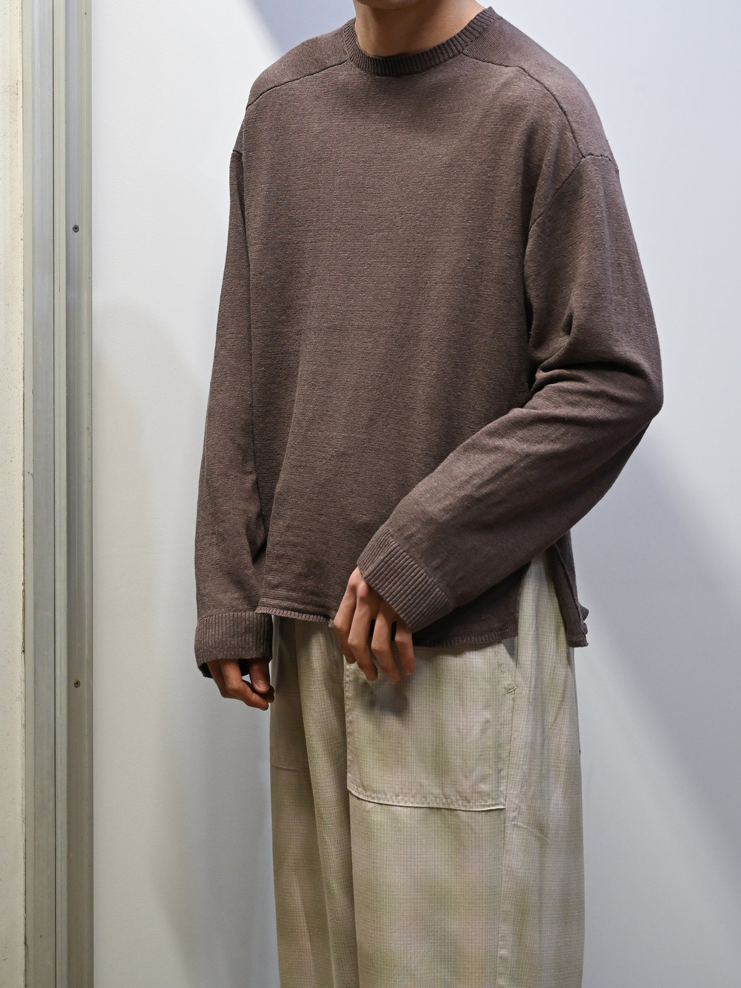 ANCELLM / CUT LS KNIT -BROWN