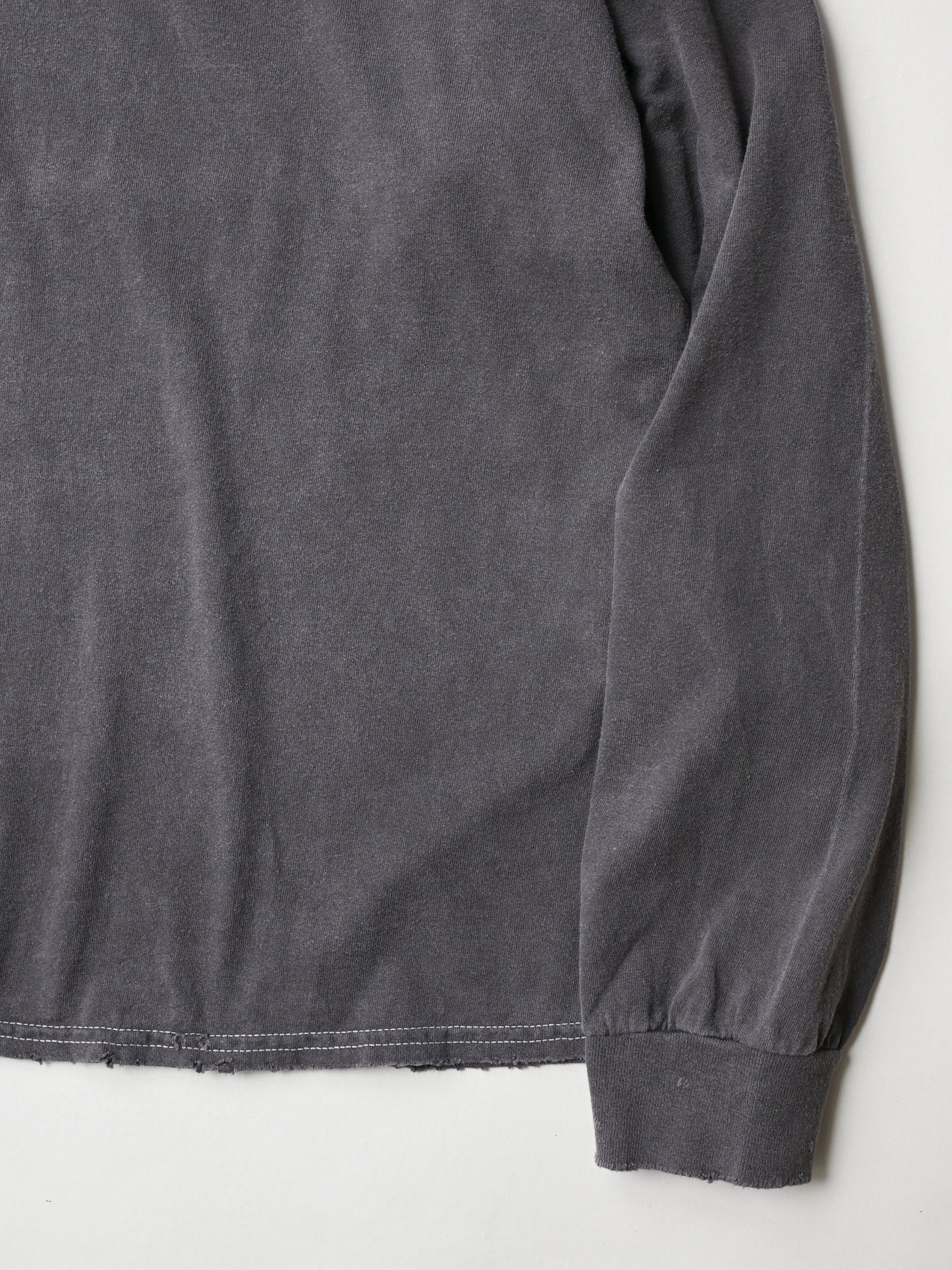 ANCELLM / EMBROIDERY DYED LS T-SHIRT -F.BLACK