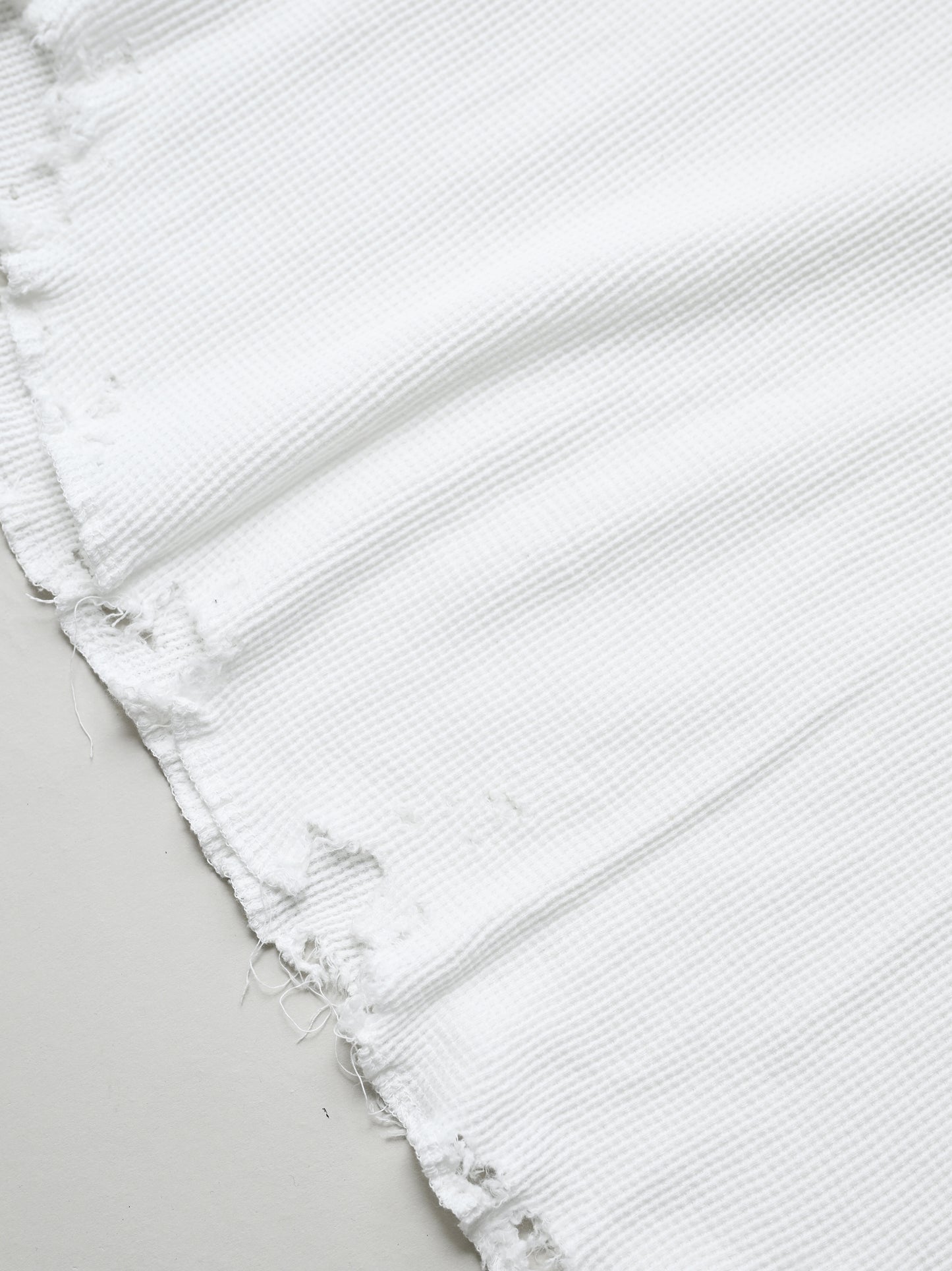 ANCELLM / DAMAGE WAFFLE CREW LS T-SHIRT -WHITE