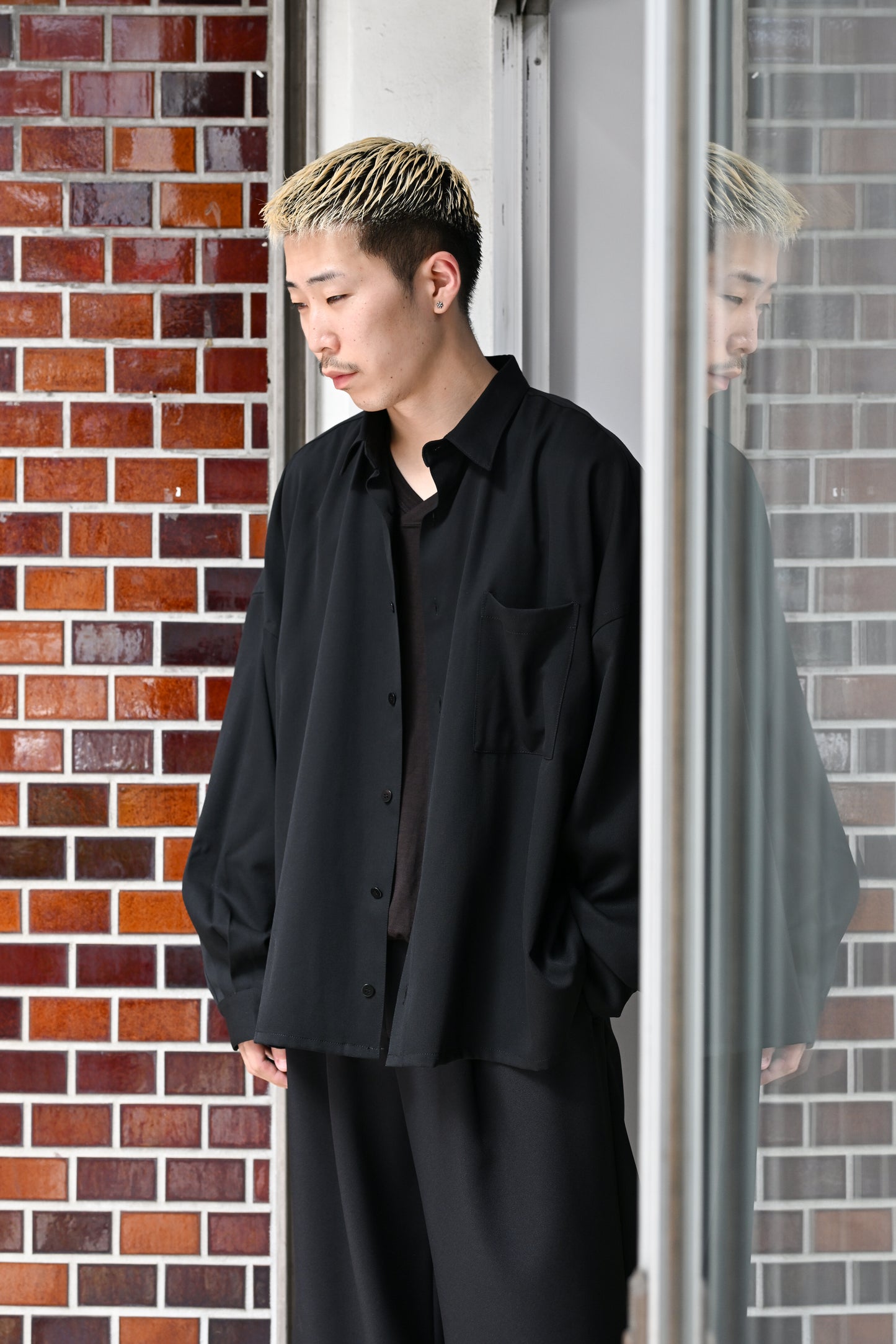 WHOWHAT / 5X SHIRT<SHORT LENGTH> -BLACK