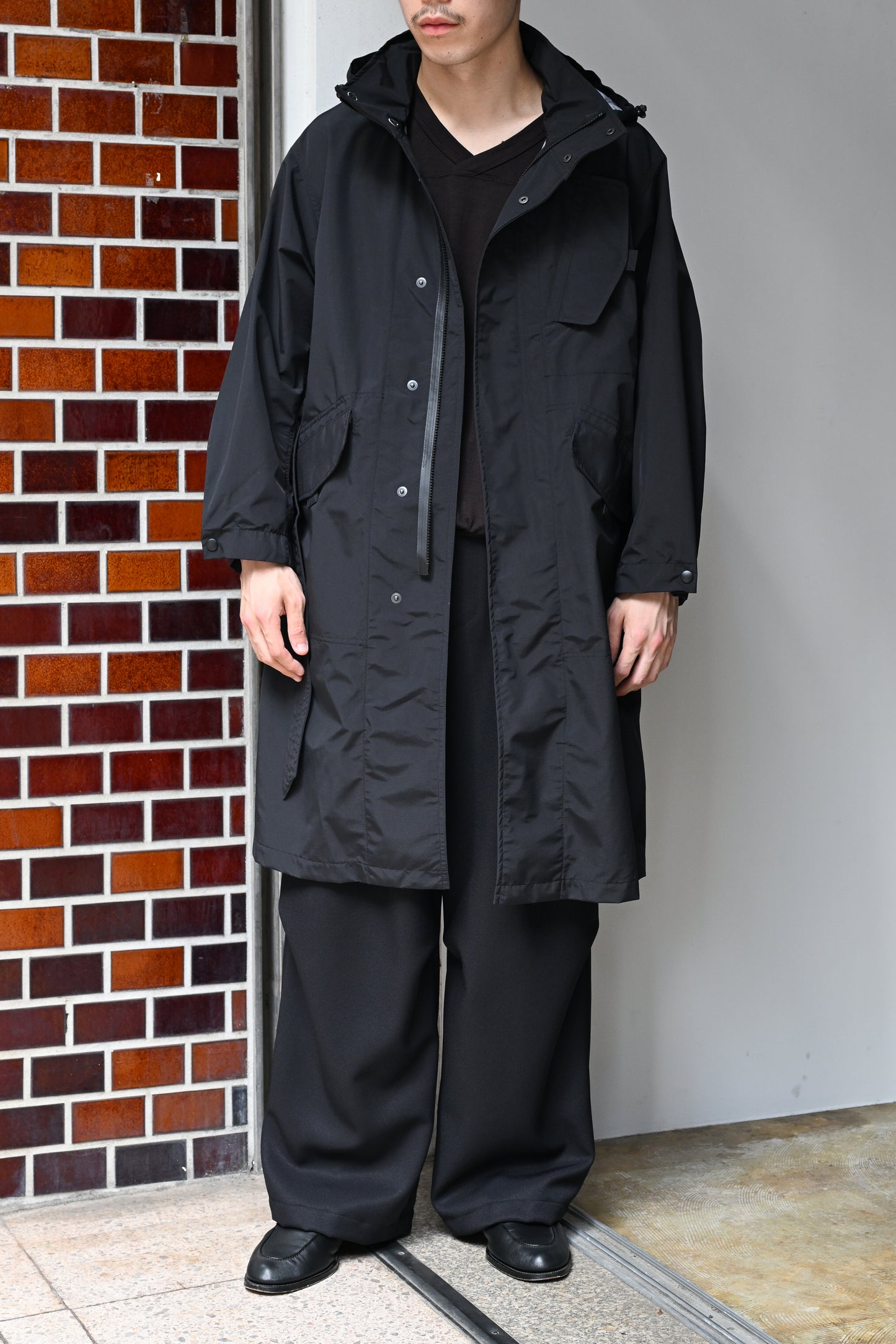 WHOWHAT / WEATHER PROOF COAT -BLACK