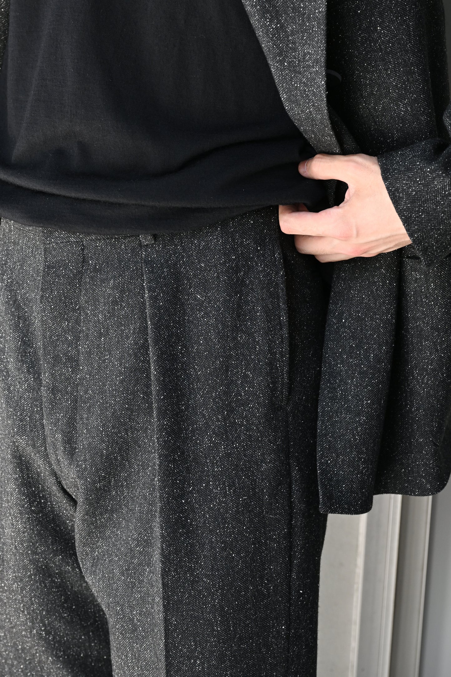 M's braque / COSTUME ONE TUCK DRESS PANTS -GREY MIX