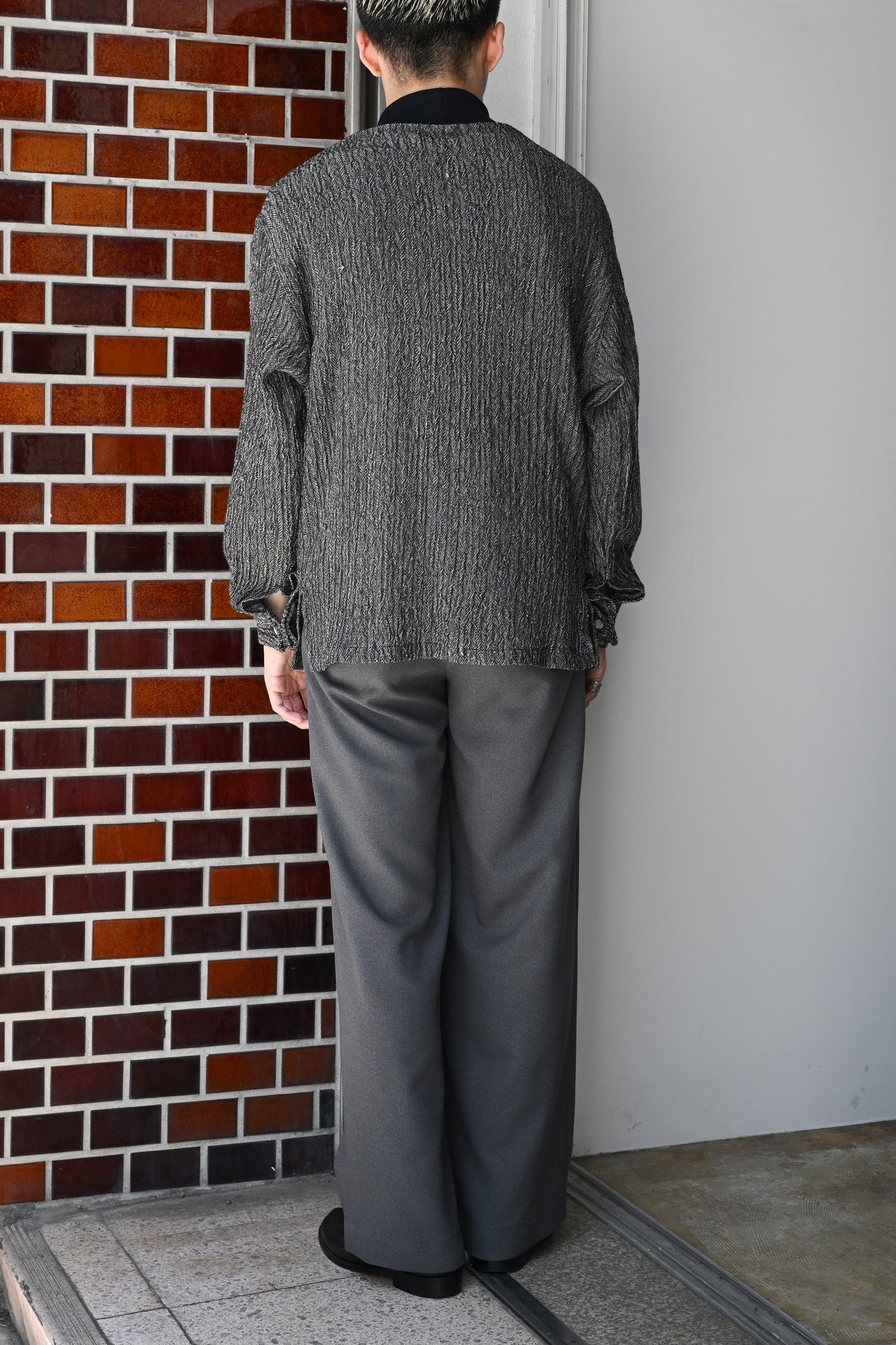 M's braque / TURTLENECK FRENCH CUFFS SHIRT -BLACK/NATURAL