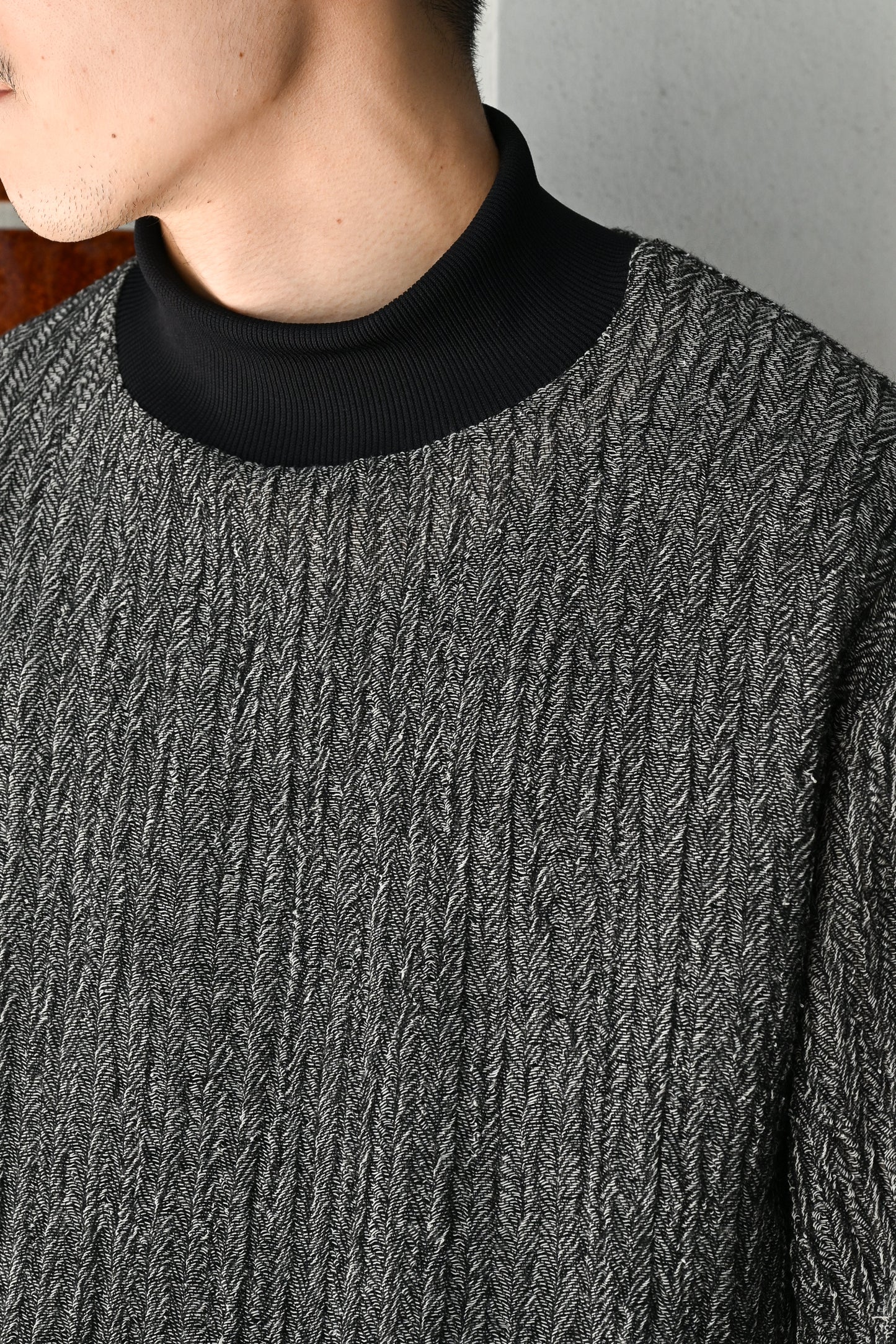 M's braque / TURTLENECK FRENCH CUFFS SHIRT -BLACK/NATURAL