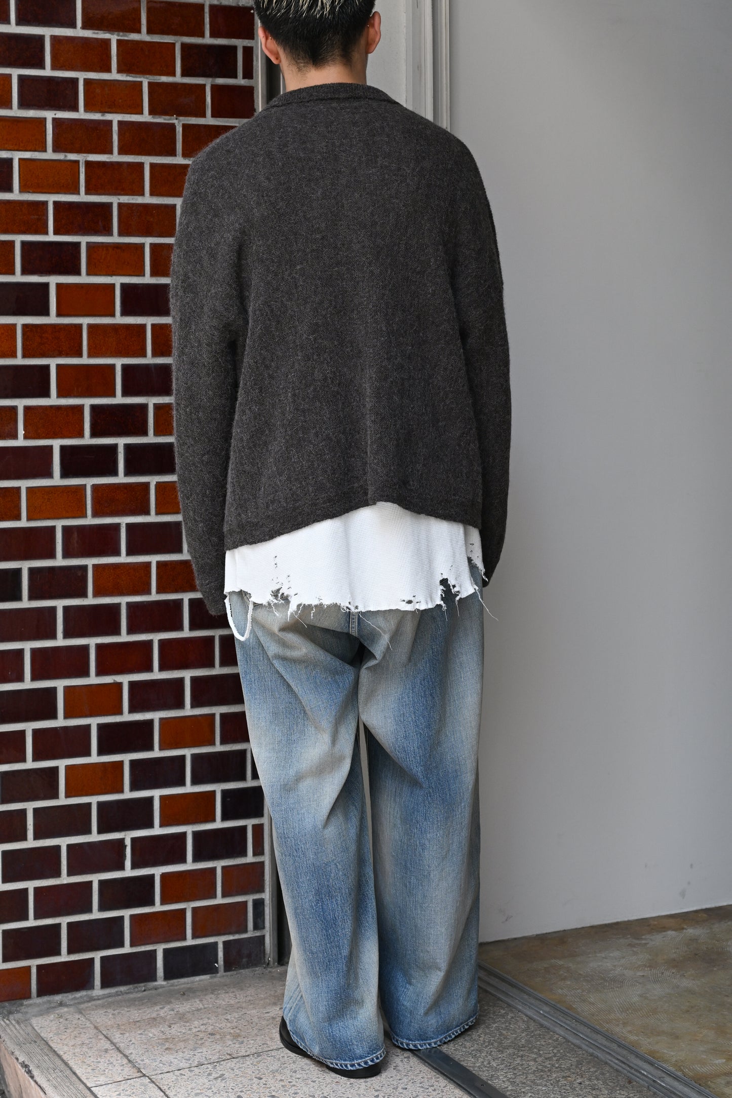 ANCELLM / KIMONO KNIT SHIRT -BROWN