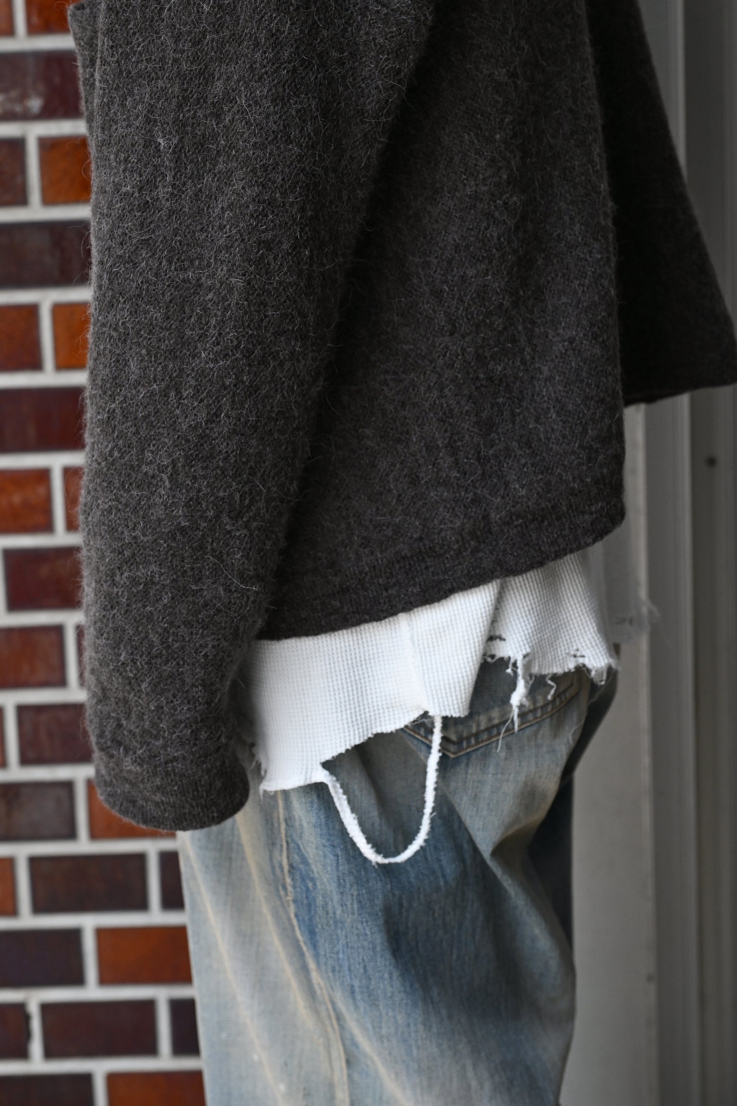ANCELLM / KIMONO KNIT SHIRT -BROWN