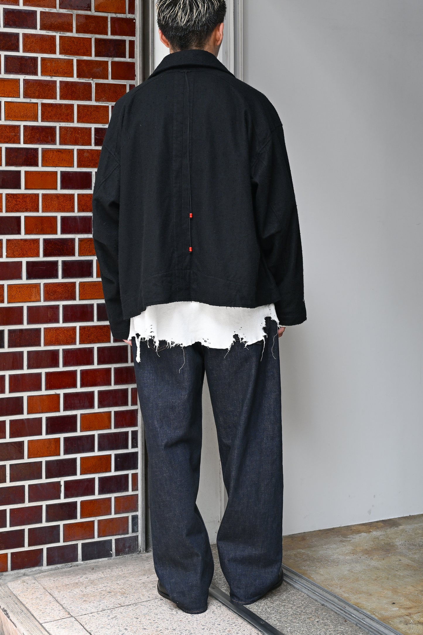 ANCELLM / PILLING WOOL DOUBLE BLOUSON -BLACK