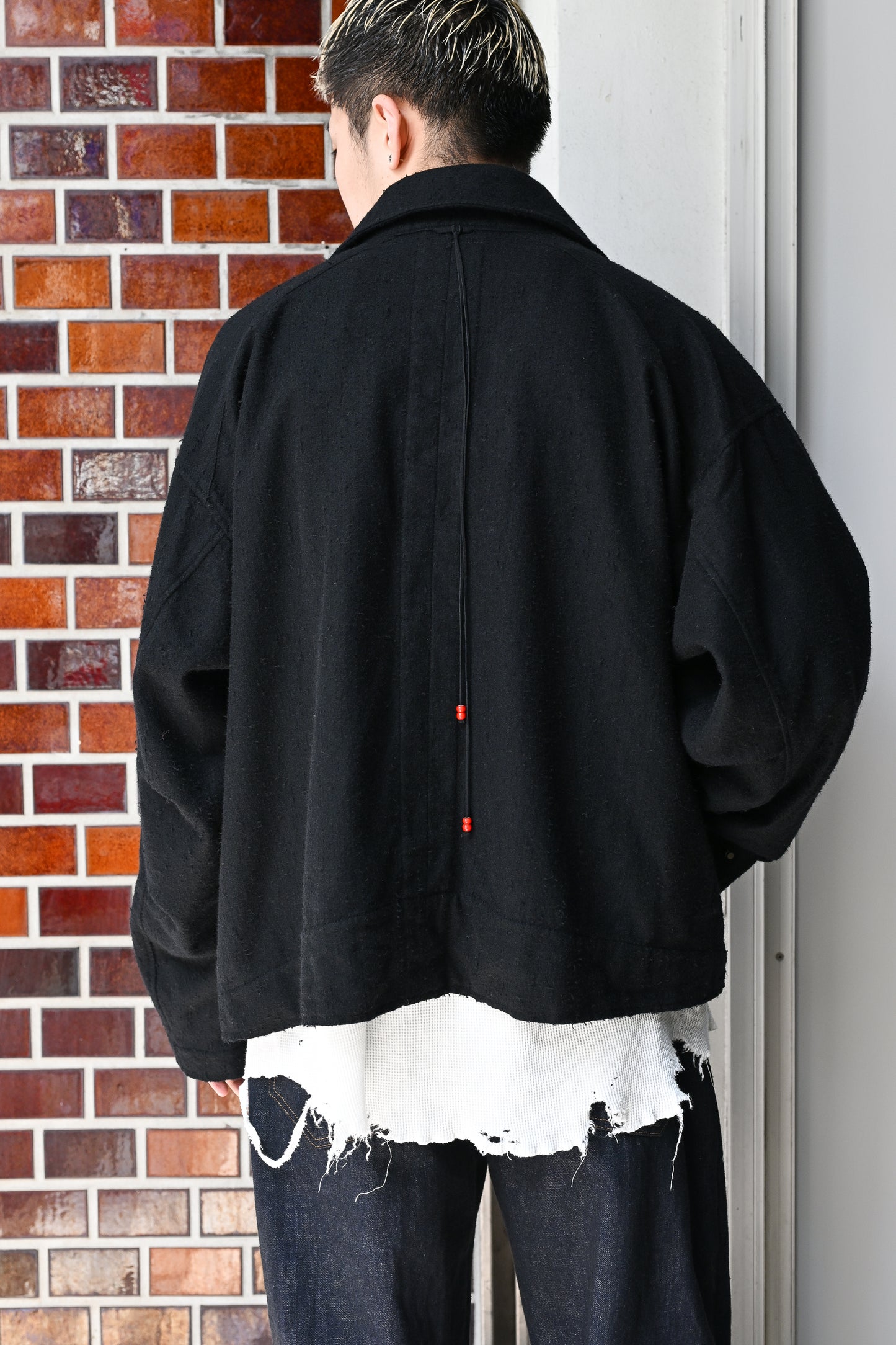 ANCELLM / PILLING WOOL DOUBLE BLOUSON -BLACK