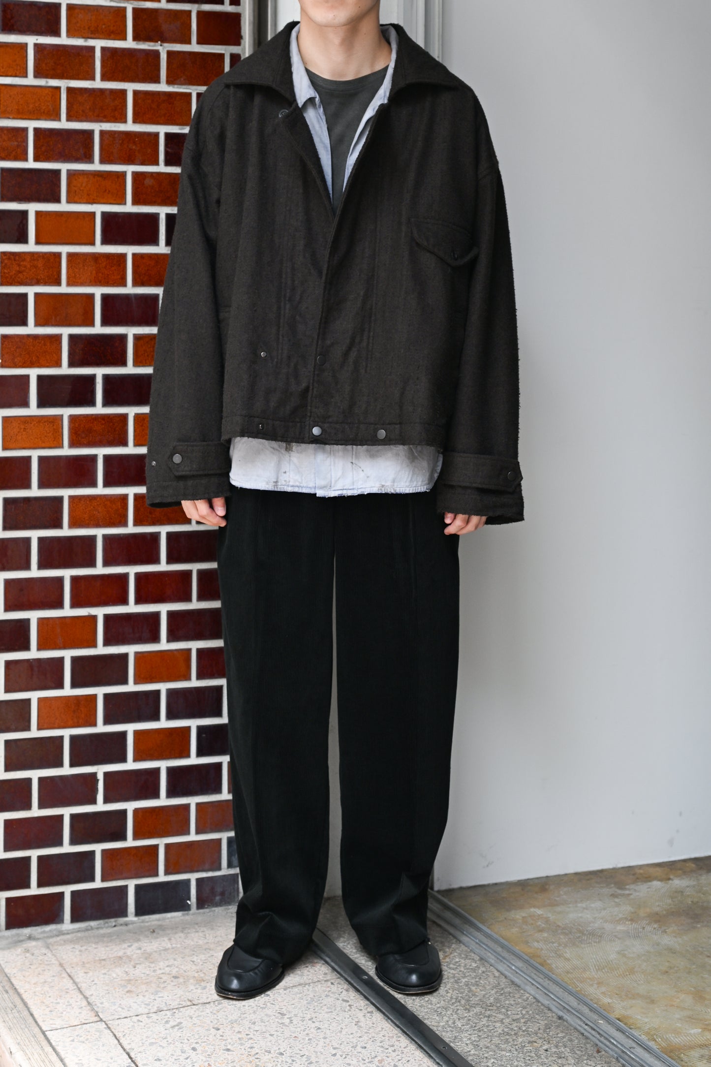 ANCELLM / PILLING WOOL DOUBLE BLOUSON -BROWN