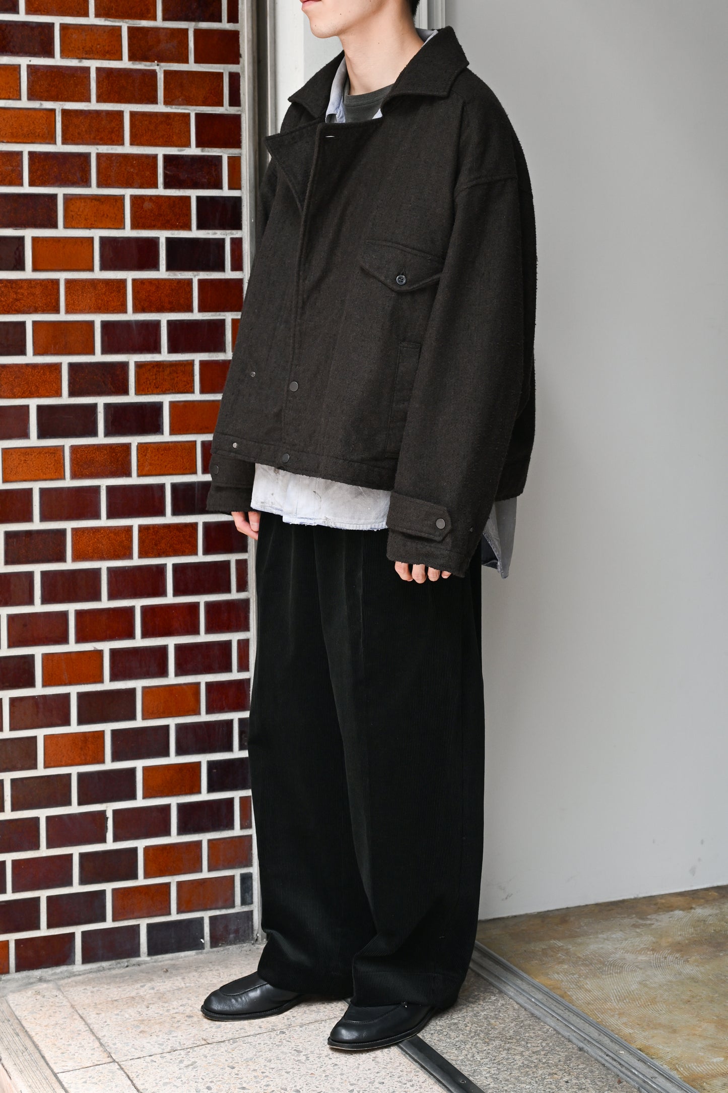 ANCELLM / PILLING WOOL DOUBLE BLOUSON -BROWN