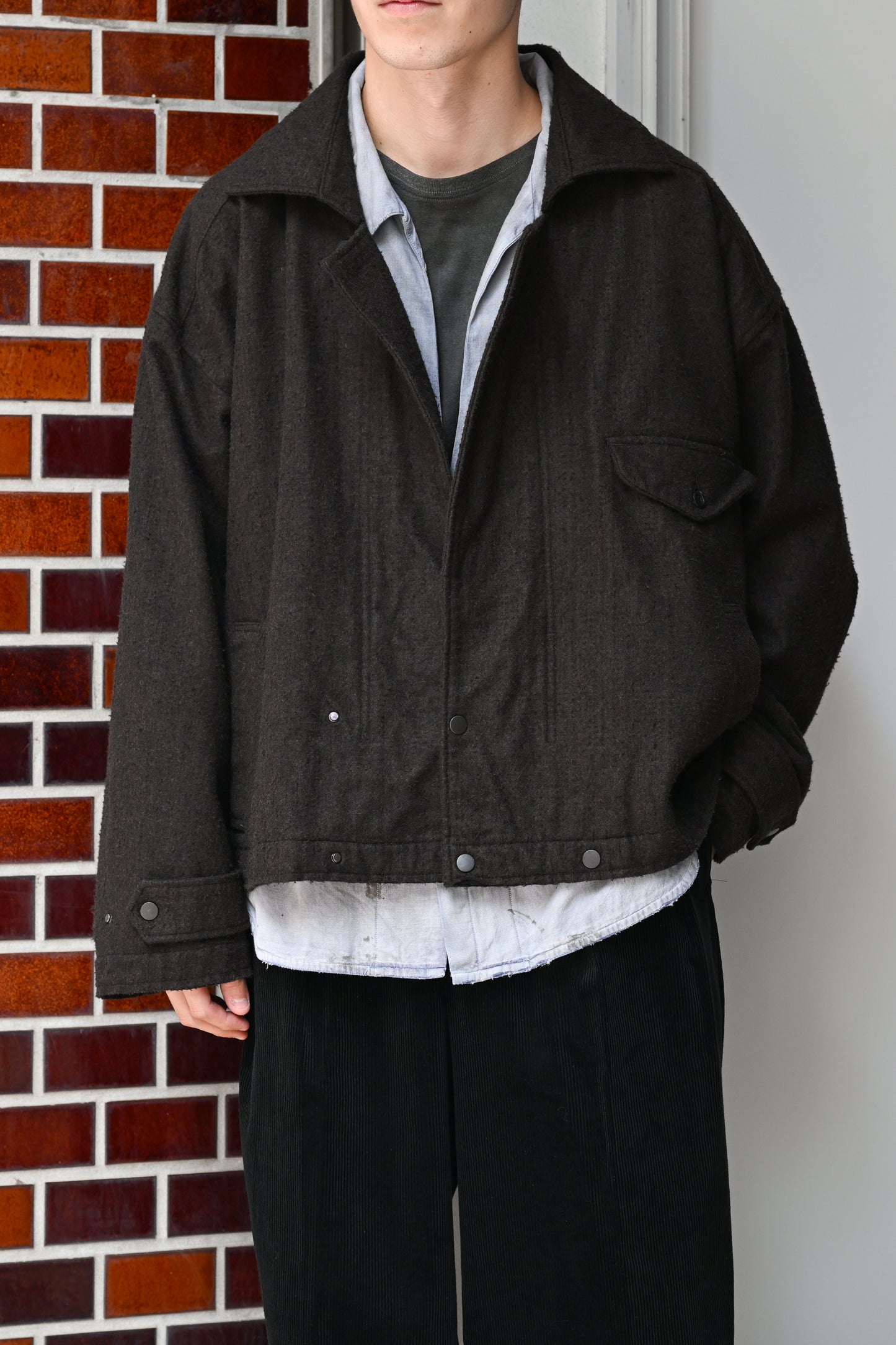 ANCELLM / PILLING WOOL DOUBLE BLOUSON -BROWN