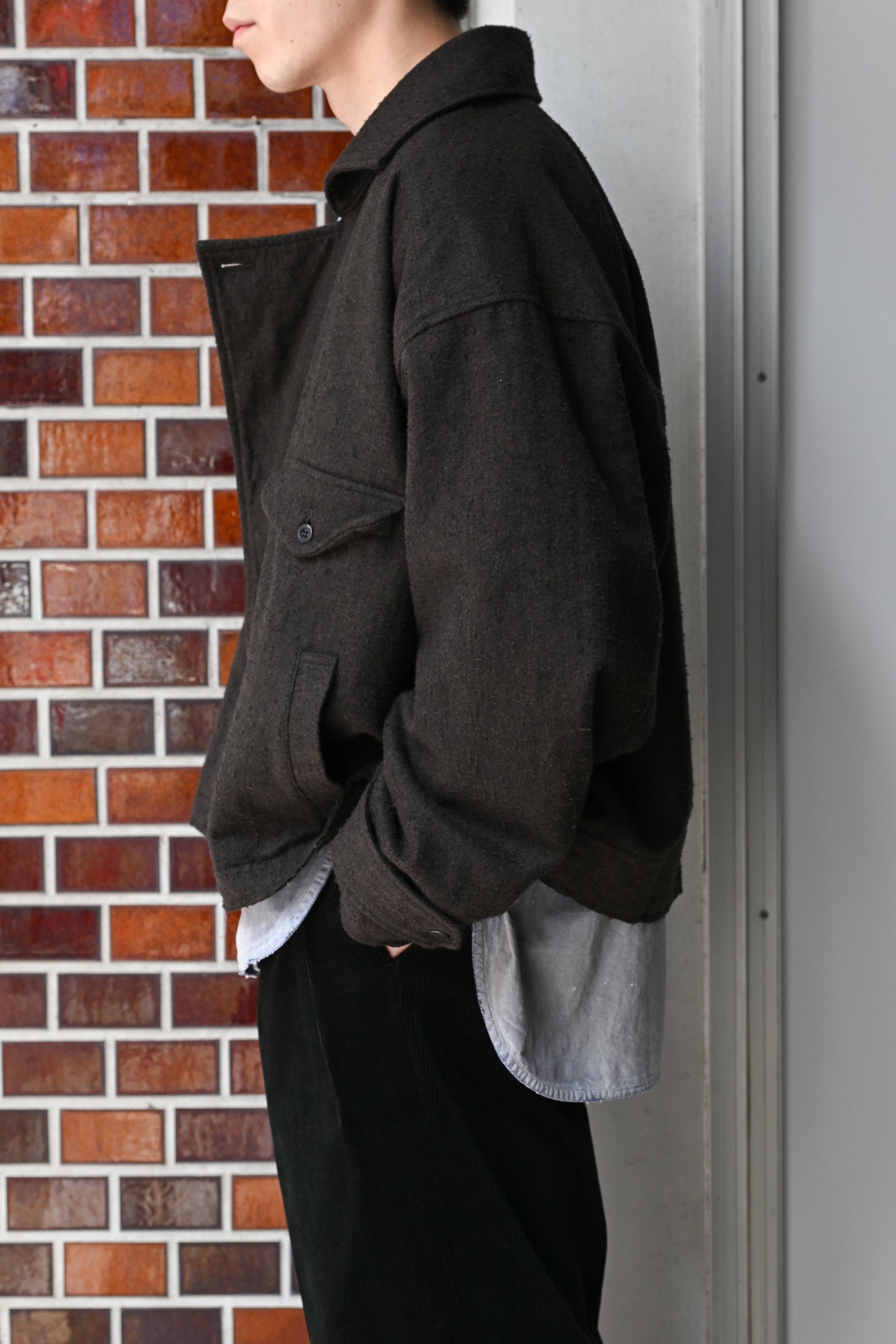 ANCELLM / PILLING WOOL DOUBLE BLOUSON -BROWN