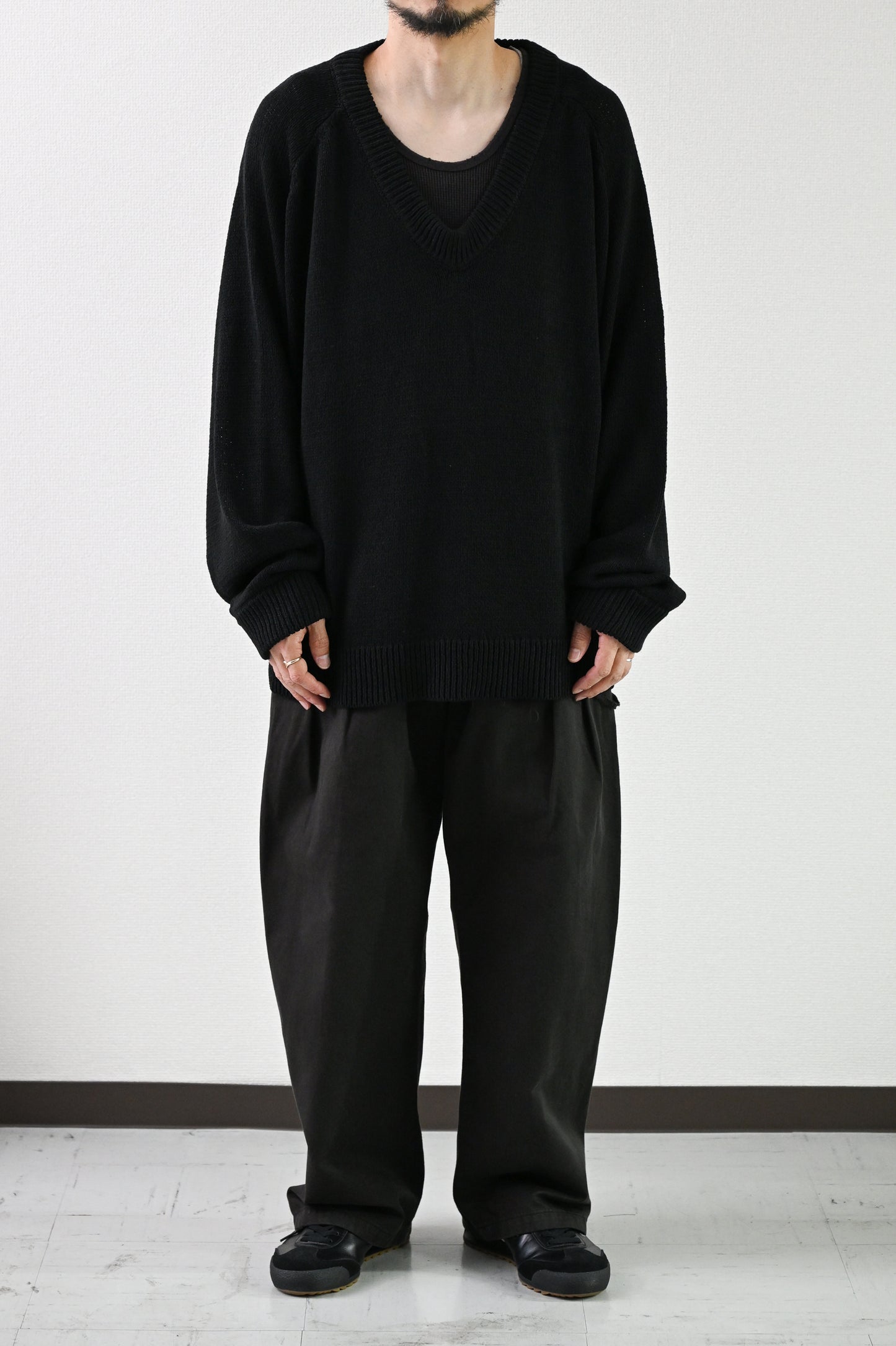 ANCELLM / CHINO SLACKS -BLACK