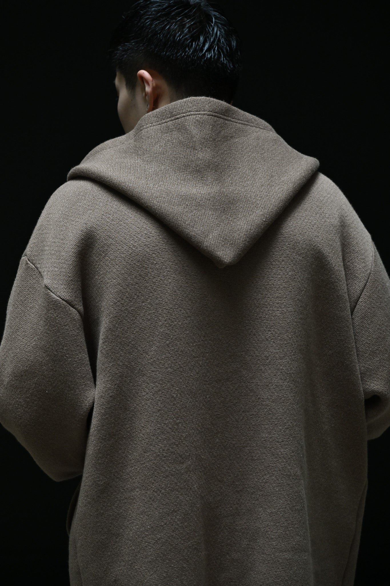POSTELEGANT / Cotton Cashmere Knit Hoodie -BROWN