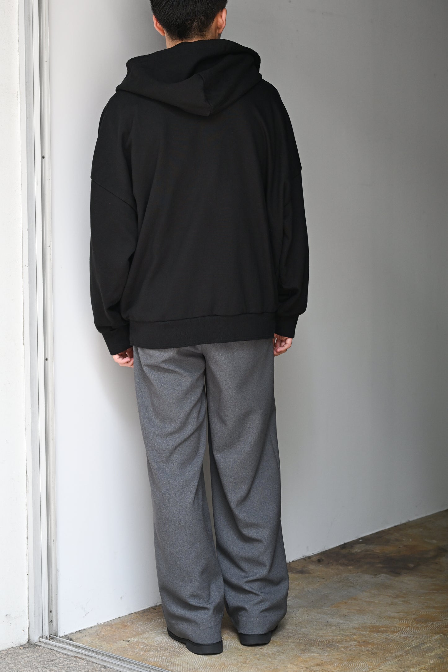 Antwort / CUT OFF ZIP HOODIE -WASHED BLACK