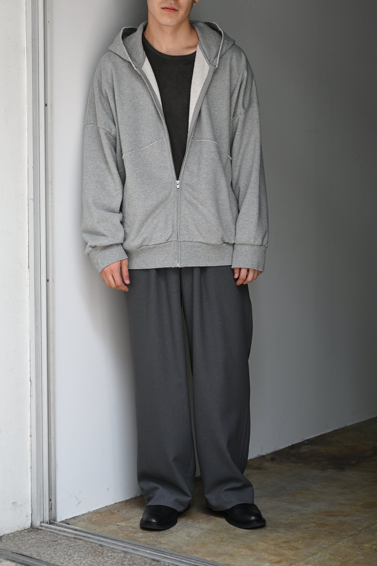 Antwort / CUT OFF ZIP HOODIE -HEATHER GRAY