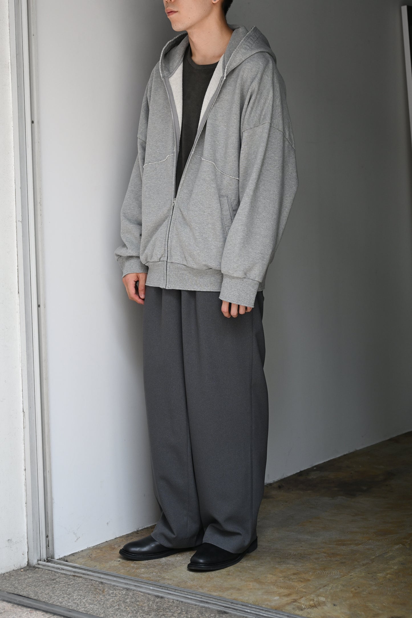 Antwort / CUT OFF ZIP HOODIE -HEATHER GRAY